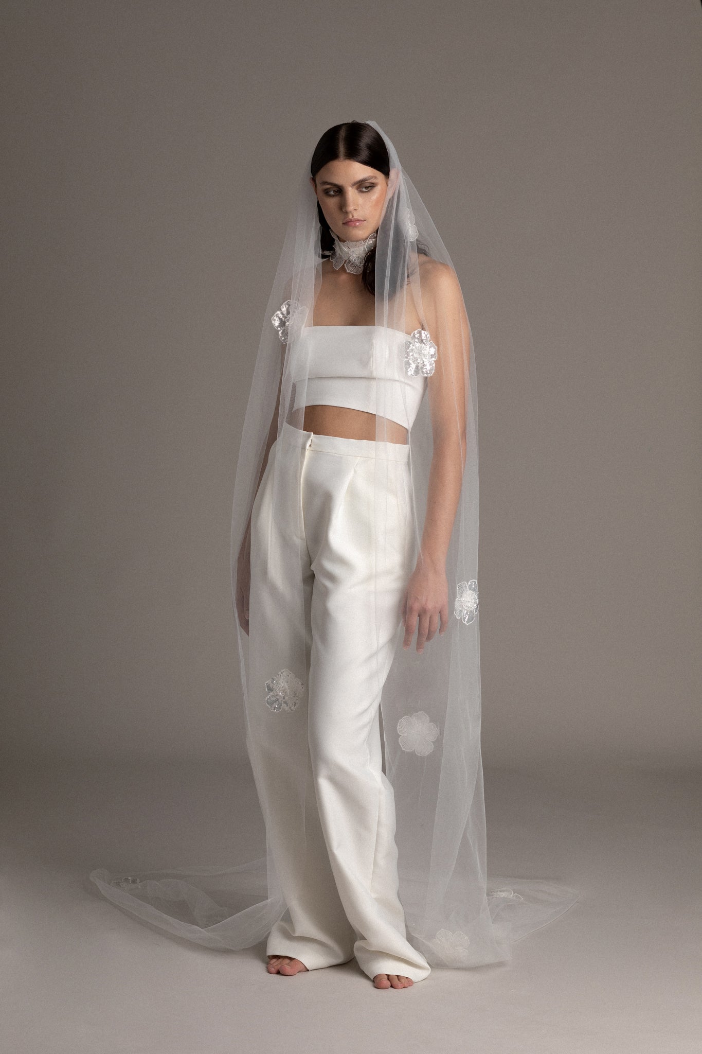 Sequin Flower Tulle Wedding Veil | TEMPÊTE Bridal Boutique