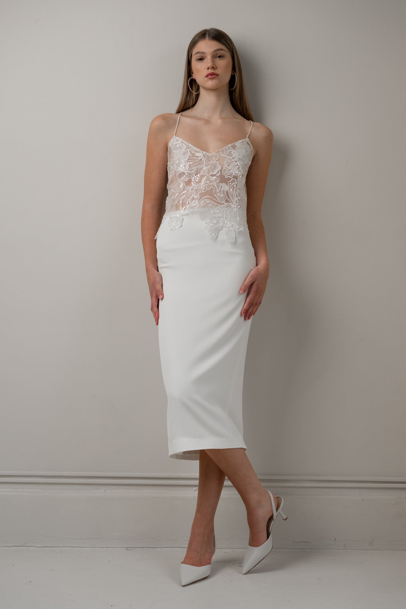 Sequin lace camisole top