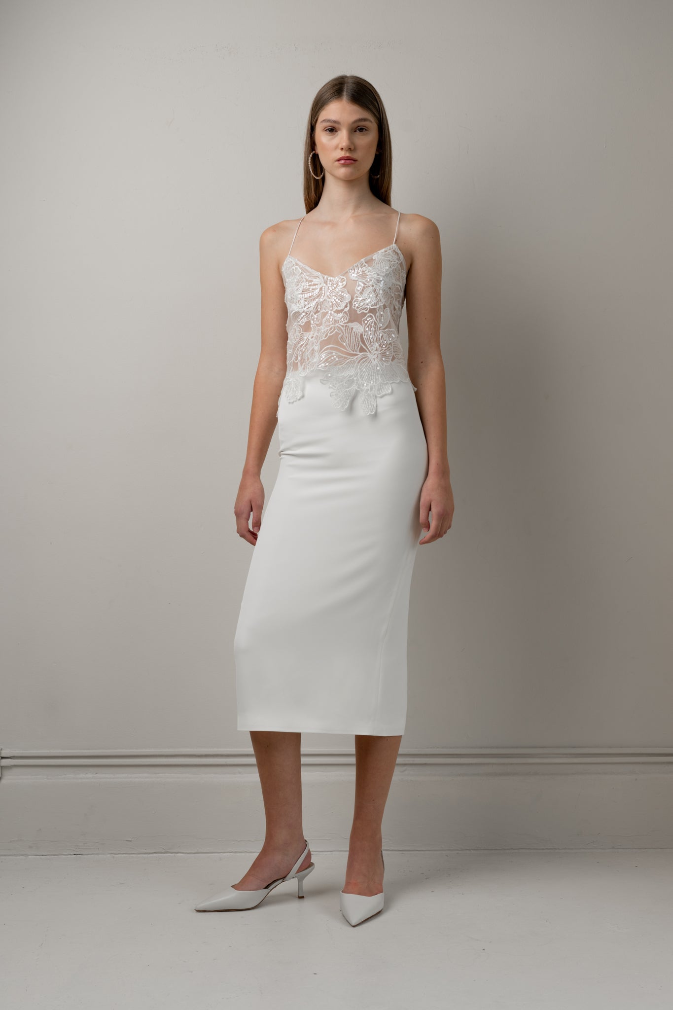 Sequin lace camisole top