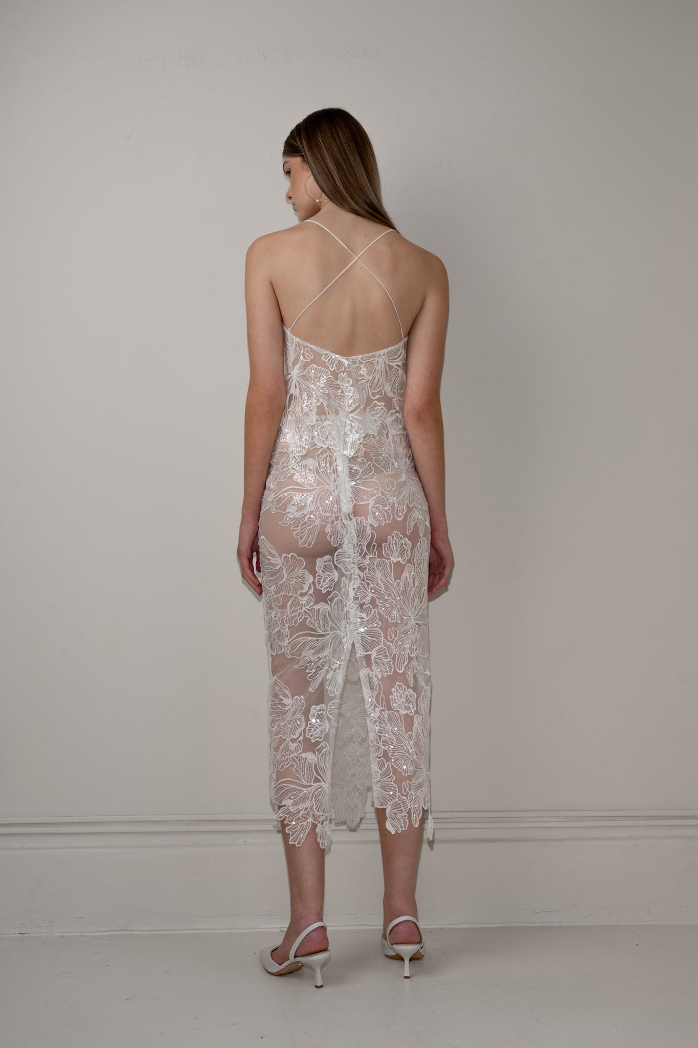 Sequin lace pencil skirt
