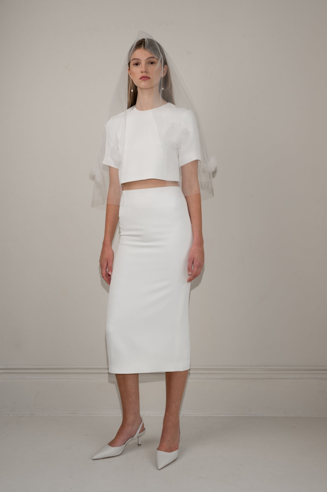 Crepe pencil skirt