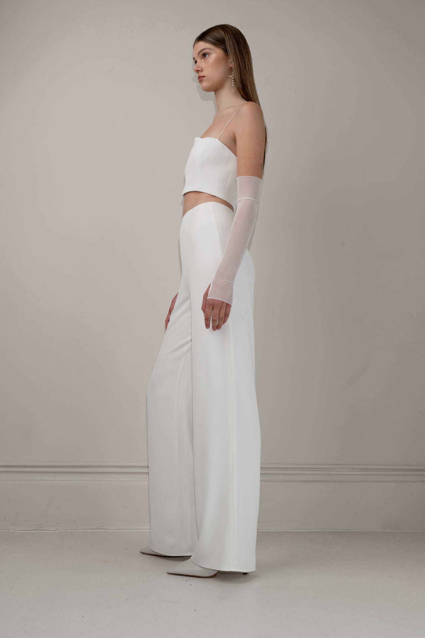 Wide-leg crepe pants
