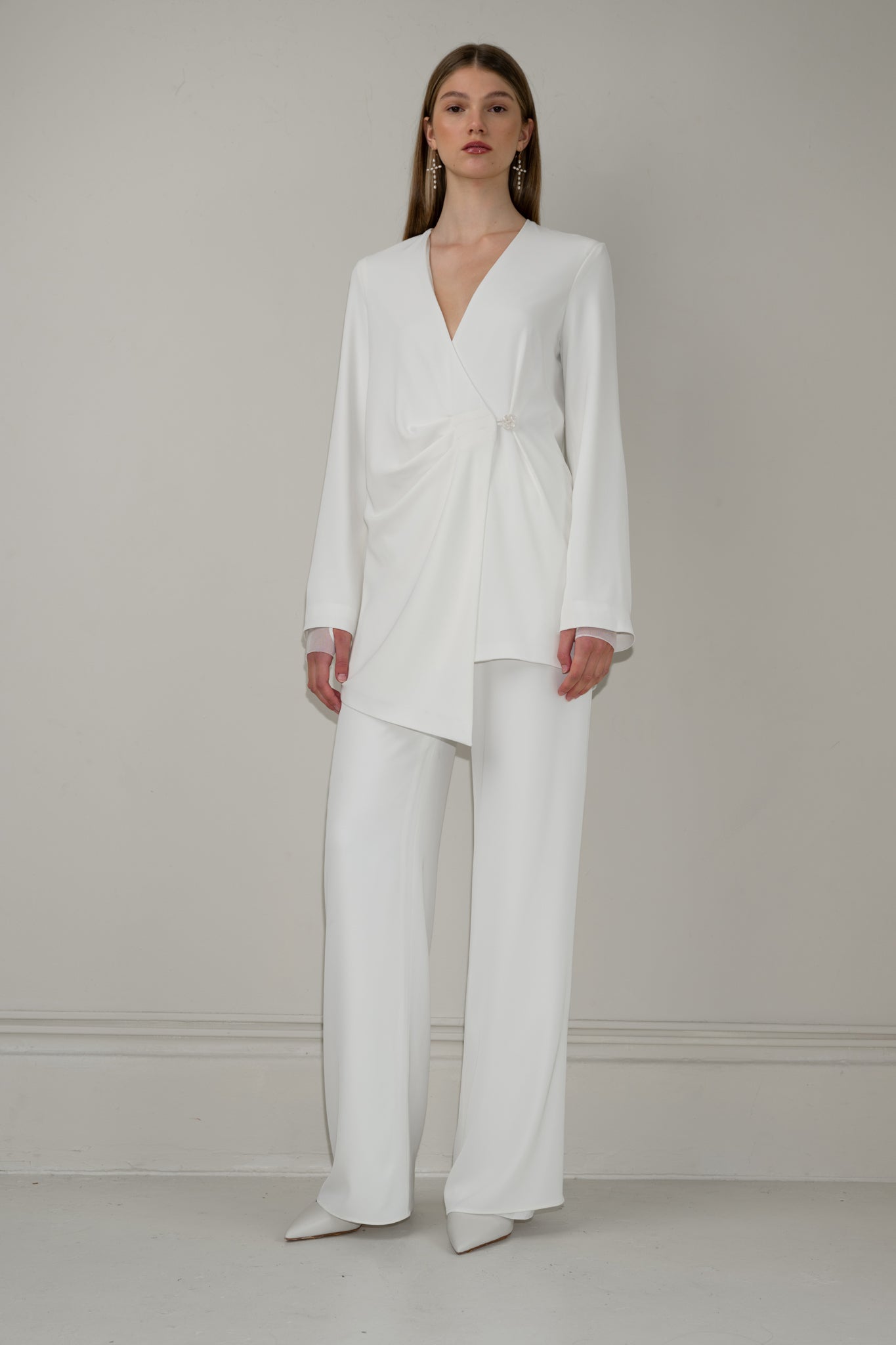 Wide-leg crepe pants