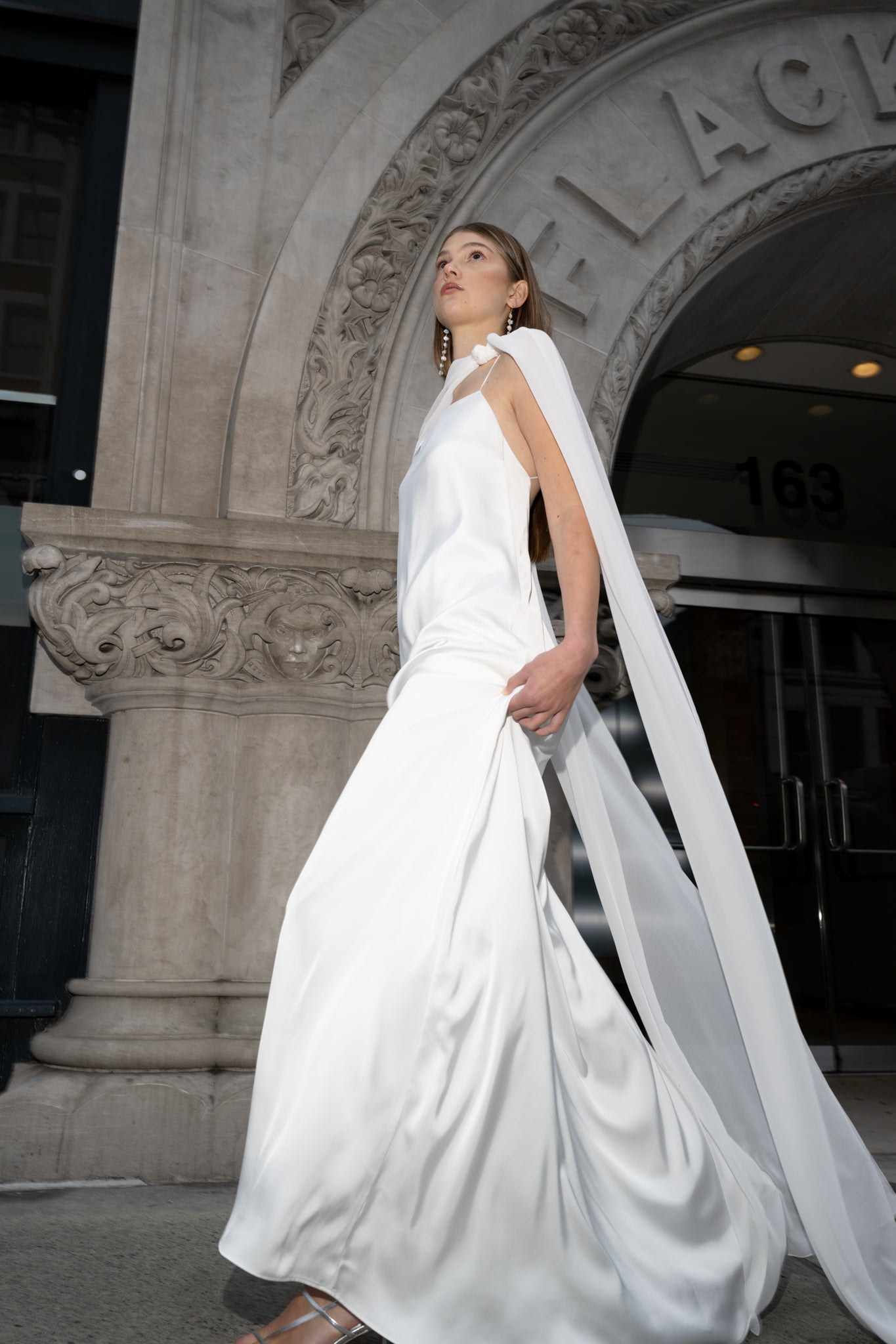 Square neck satin dress