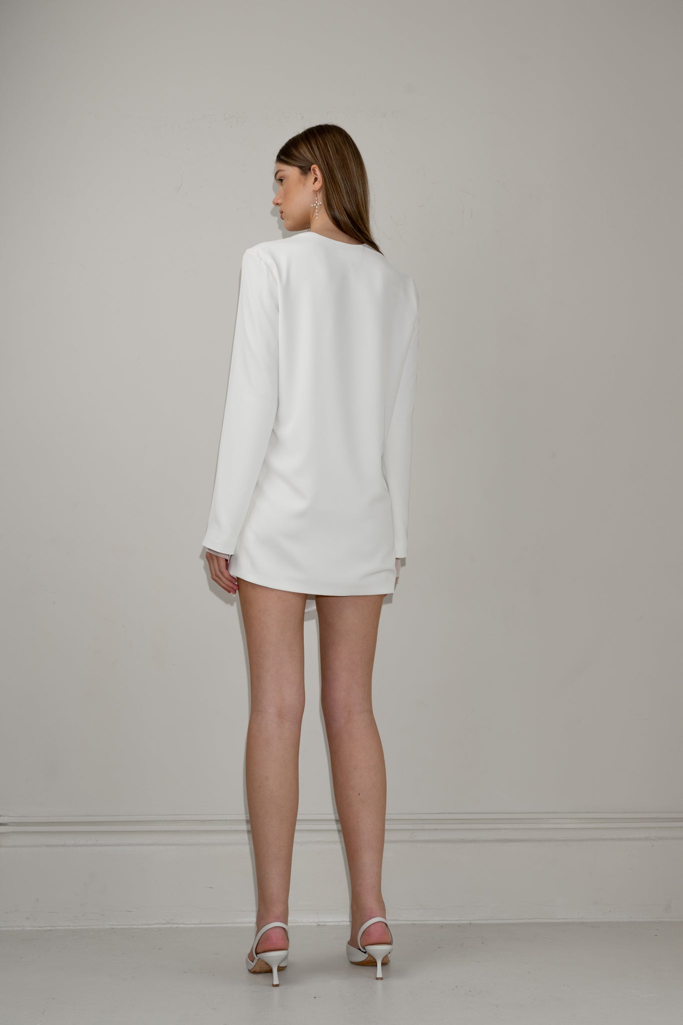 Asymmetrical draped blazer dress