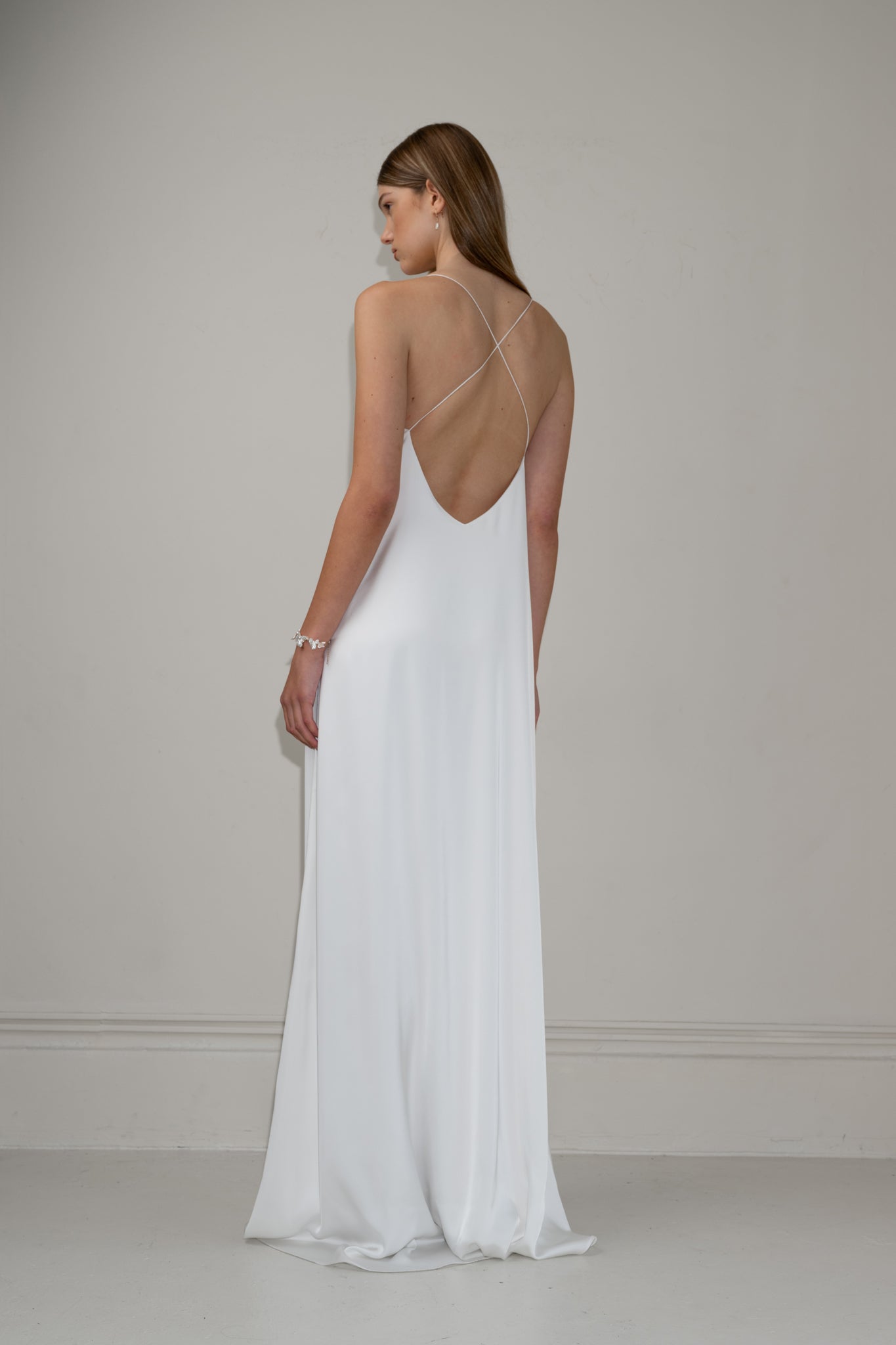 Square neck satin dress