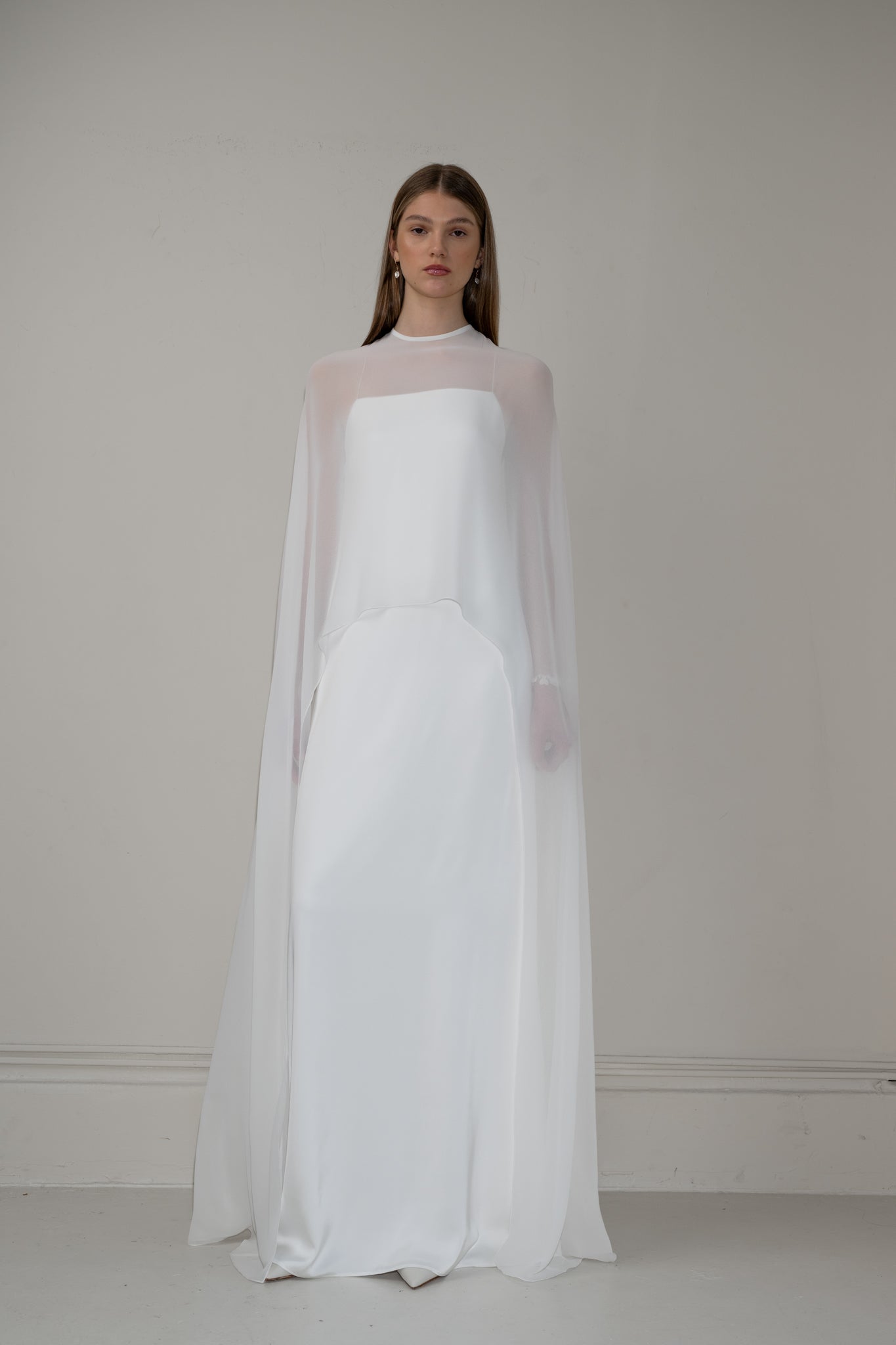 Sheer chiffon bridal cape
