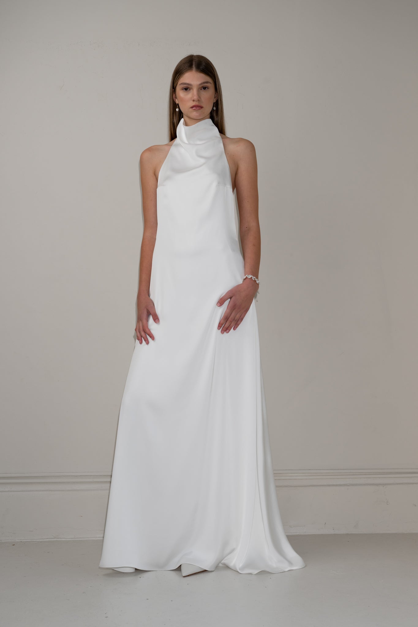 Halter neck satin dress