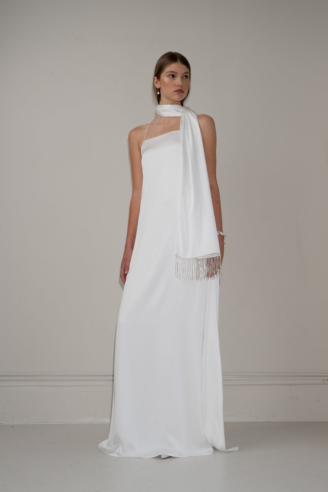 Satin fringe scarf