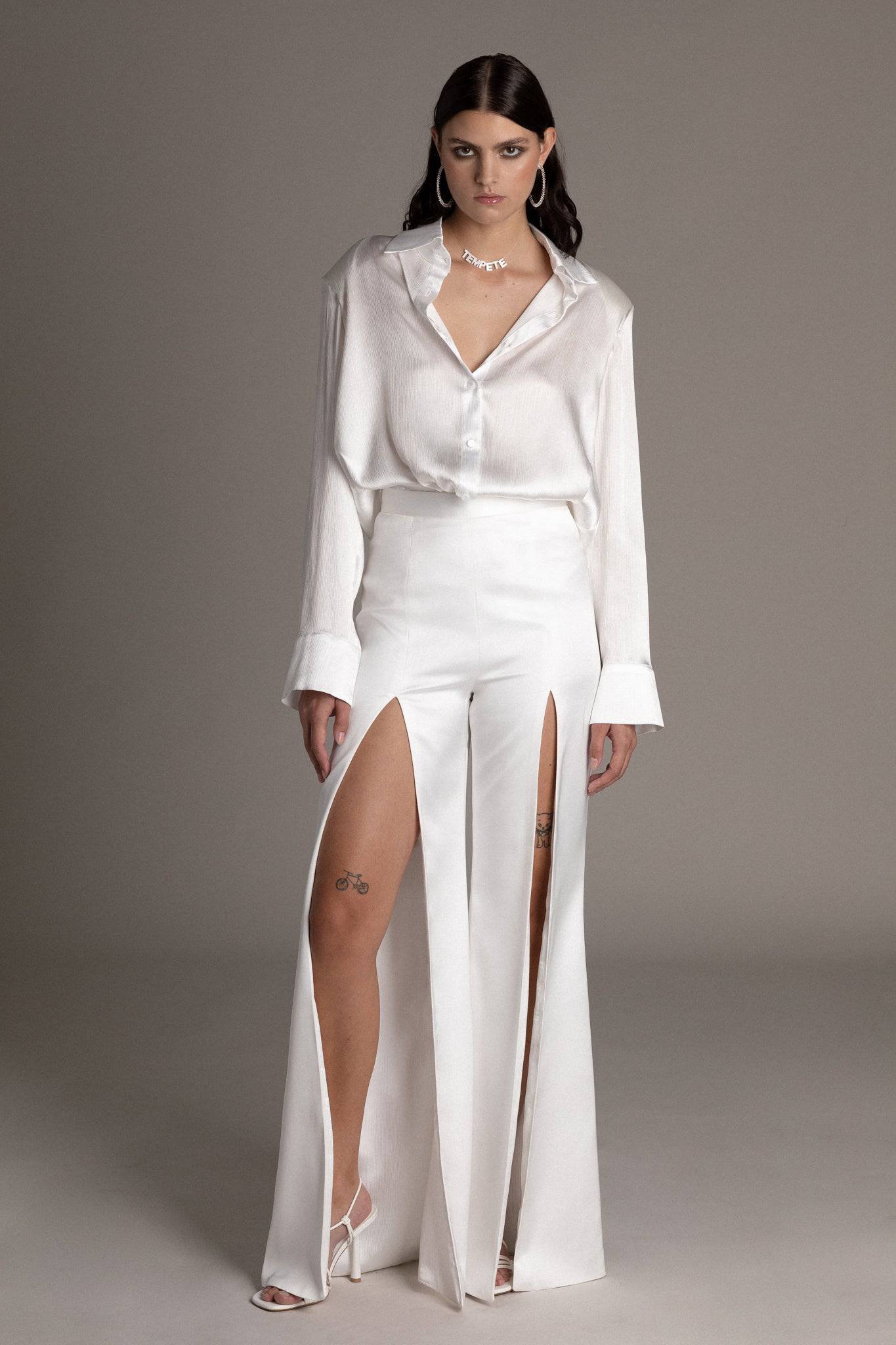 MATTE SATIN SLIT PANTS - TEMPÊTE BRAND