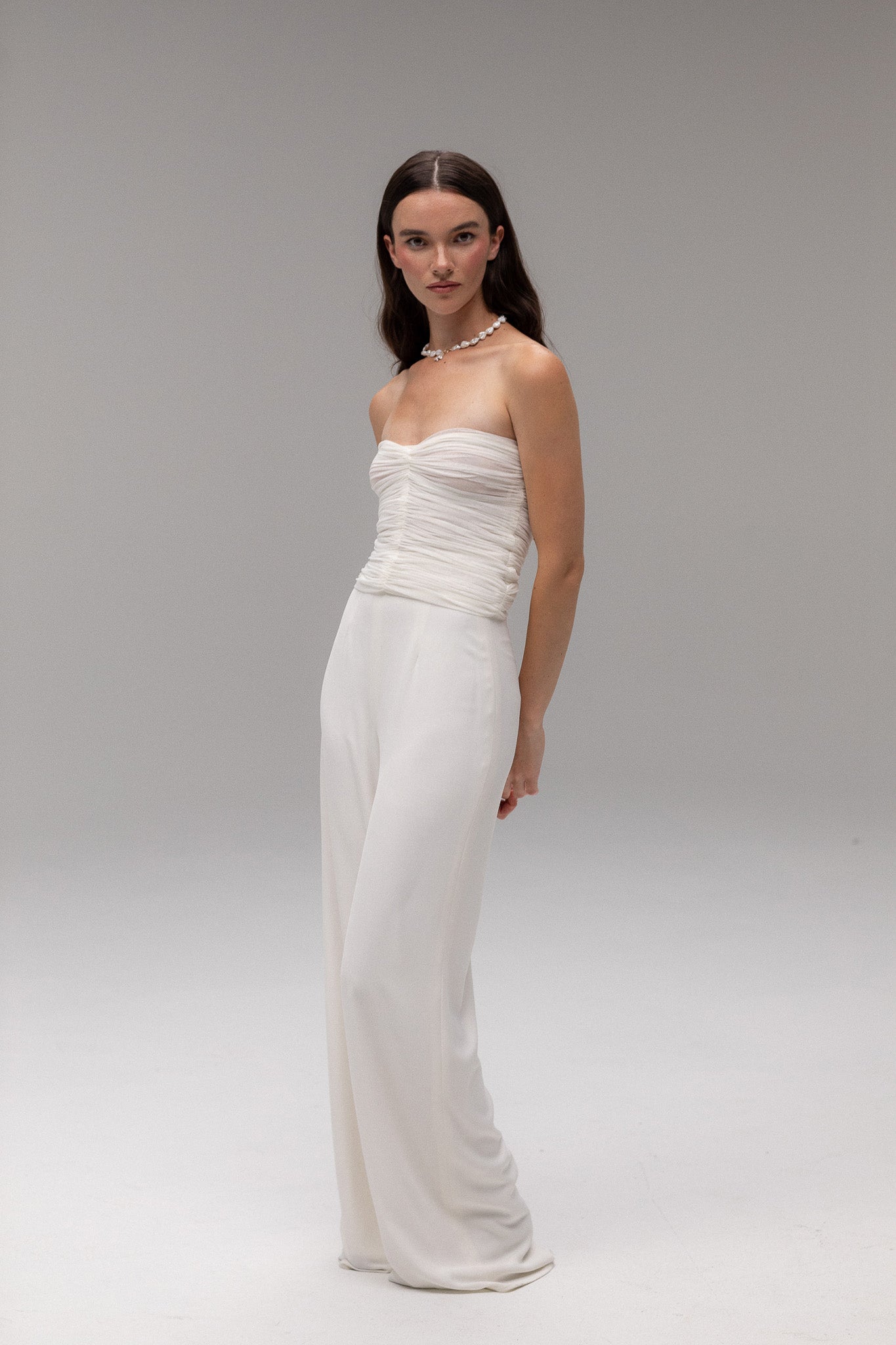 Ruched Mesh Bandeau Top - TEMPÊTE BRAND