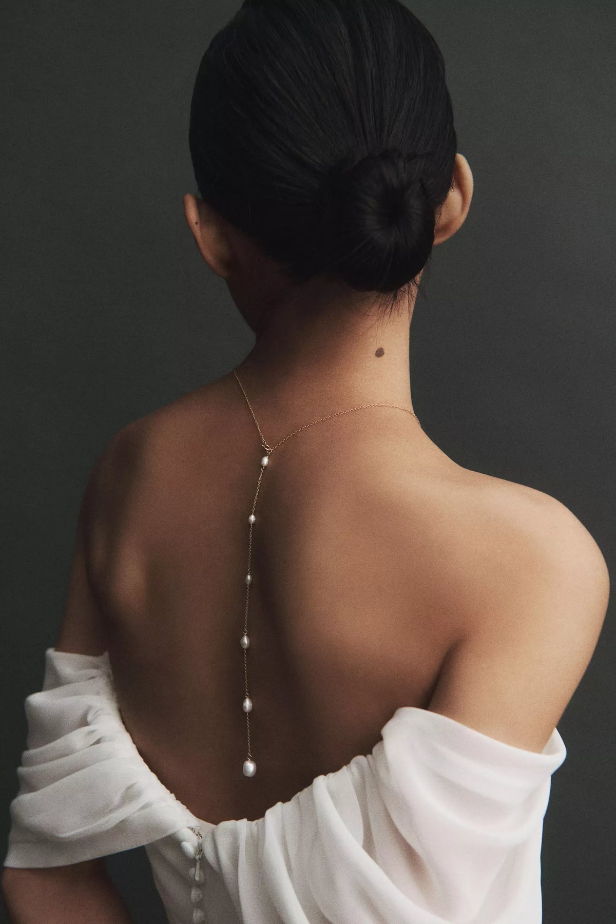 Cascade pearl back necklace