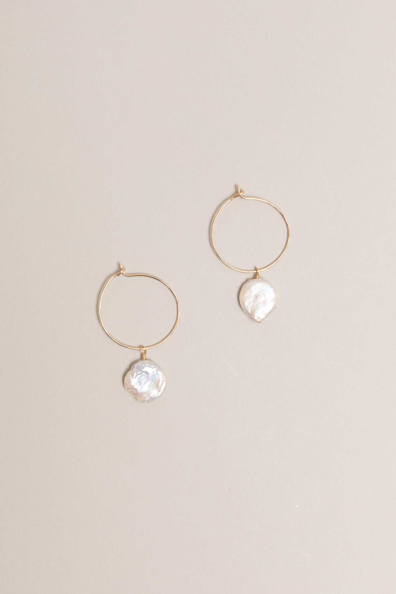 Coin Pearl Hoop Earrings