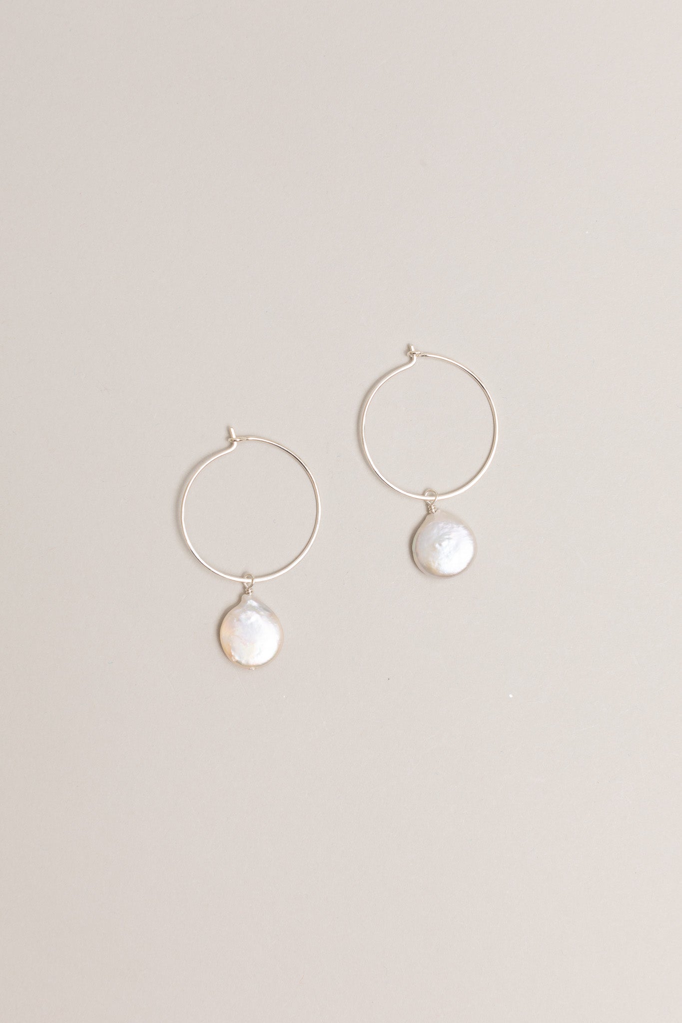 Coin Pearl Hoop Earrings