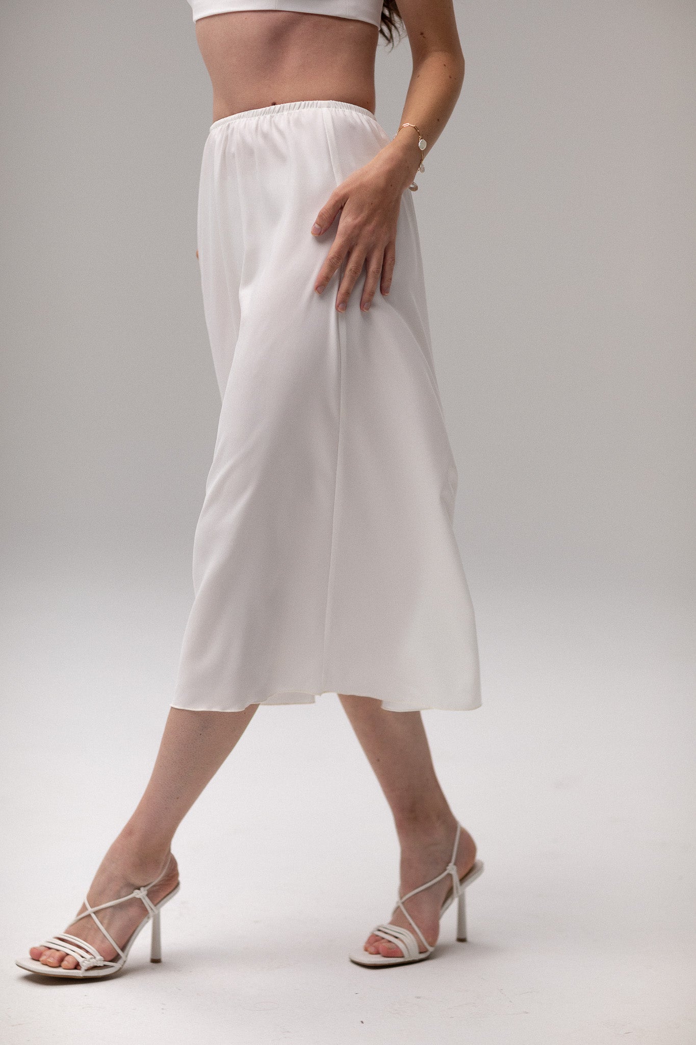 Midi Satin Slip Skirt