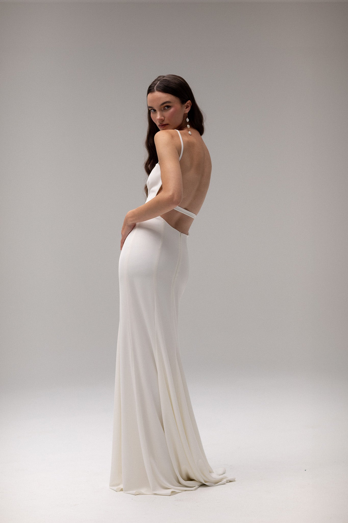 Open Back Crepe Gown