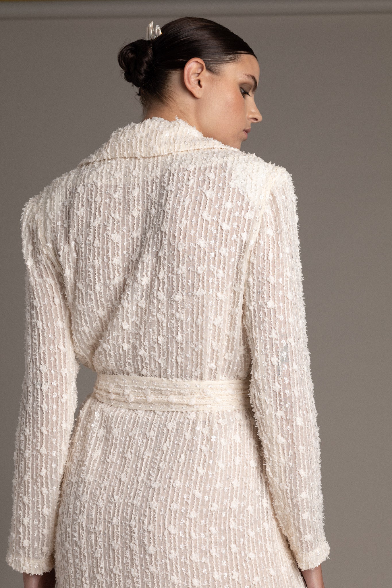 EMBROIDERED BELTED BRIDAL TRENCH
