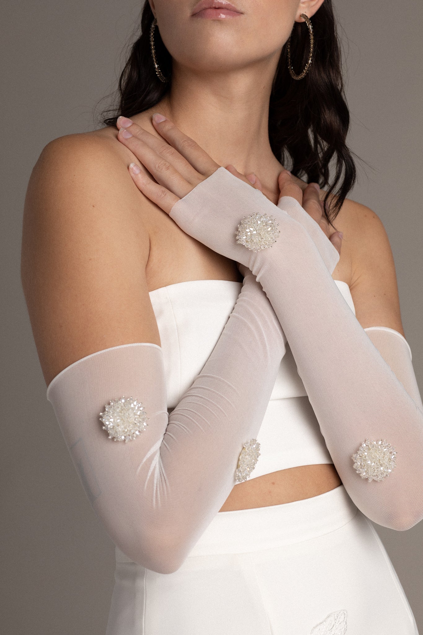 Crystal Mesh Wedding Sleeves | TEMPÊTE Bridal Boutique