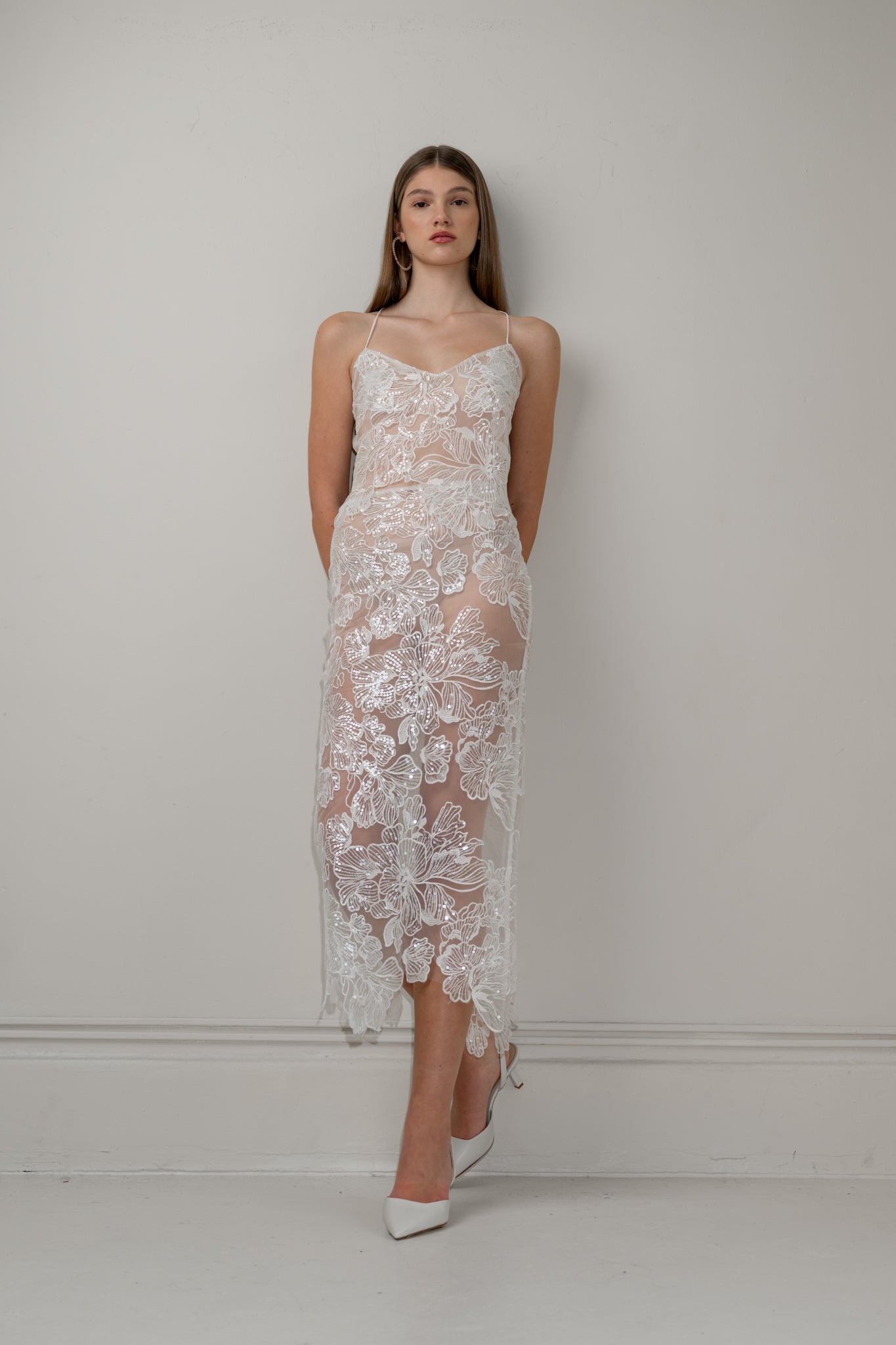 Sequin lace pencil skirt