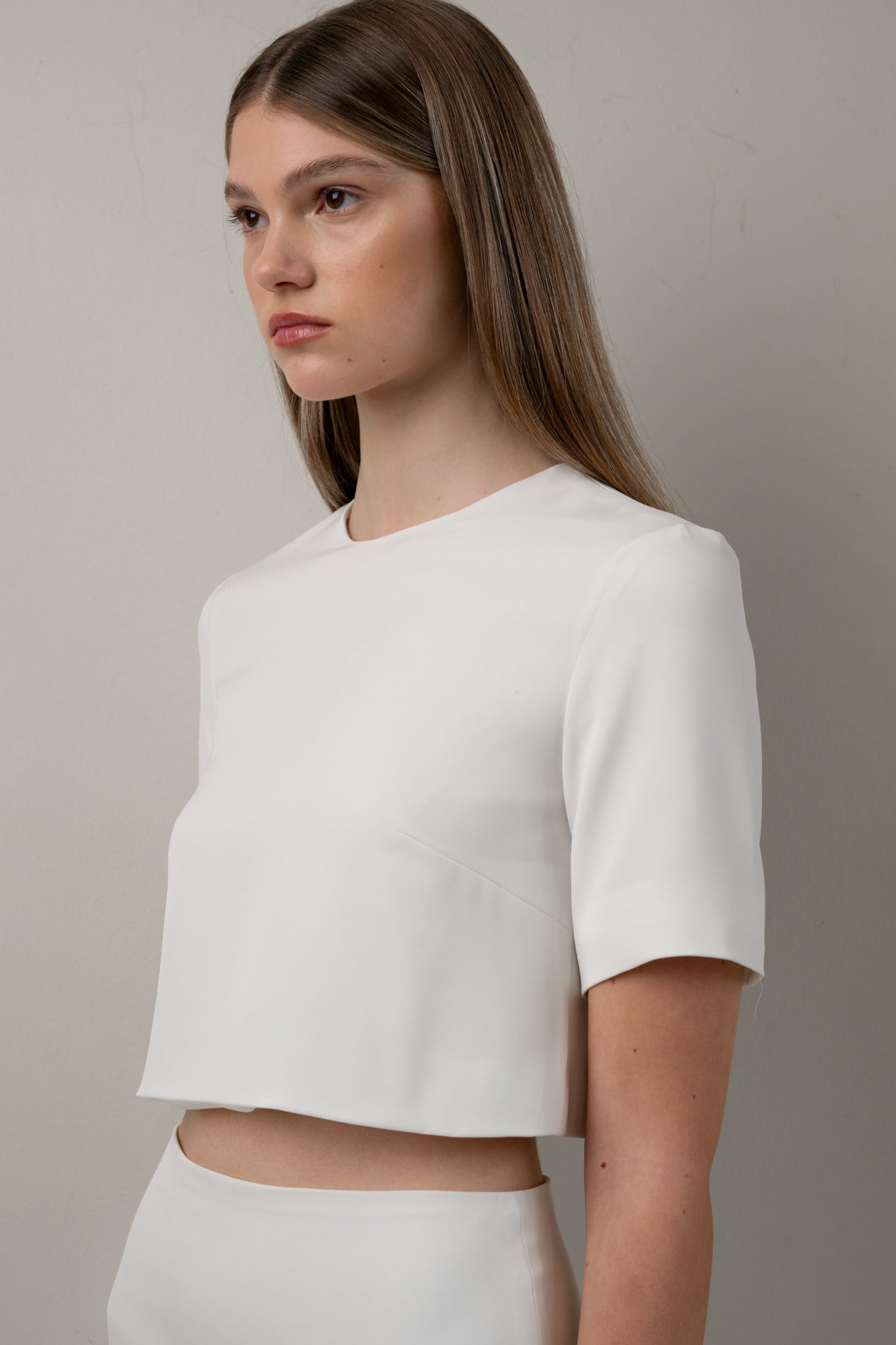 Short sleeve crepe top