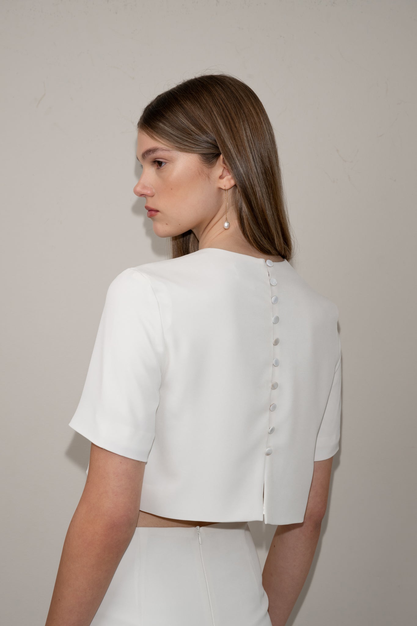 Short sleeve crepe top
