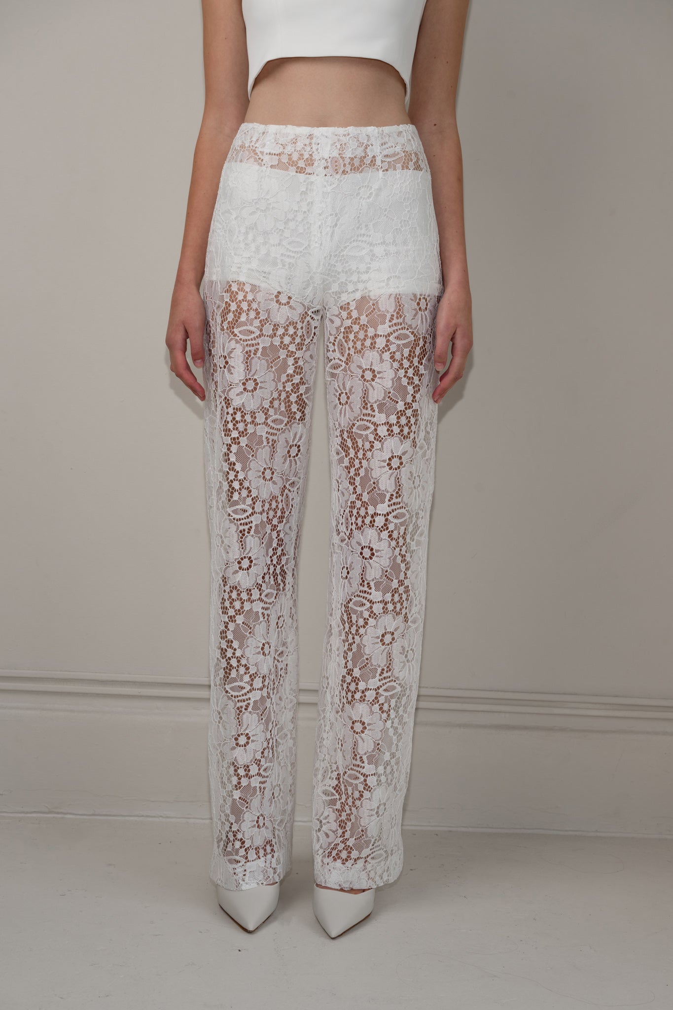 Wide-leg lace pants
