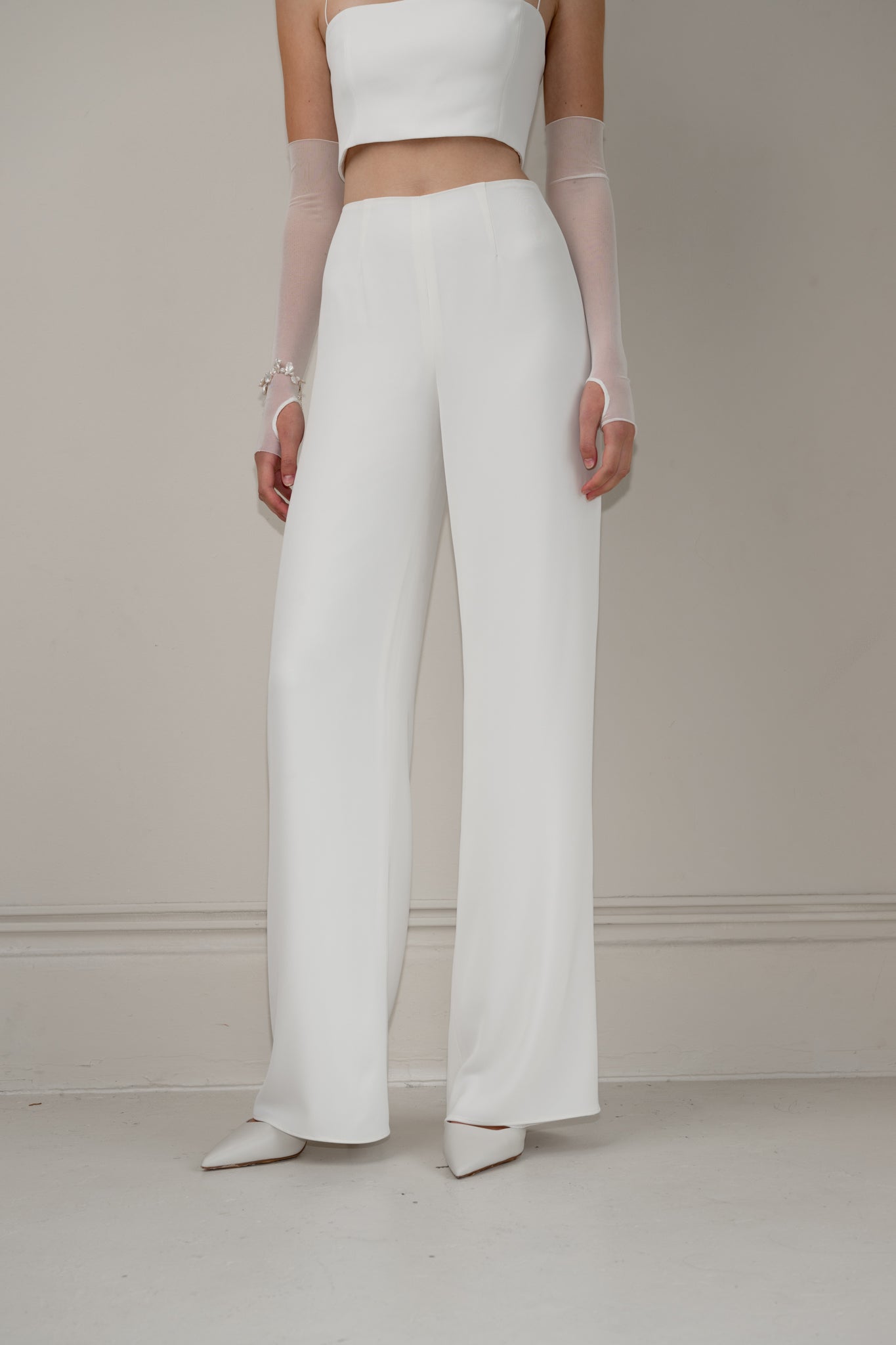 Wide-leg crepe pants