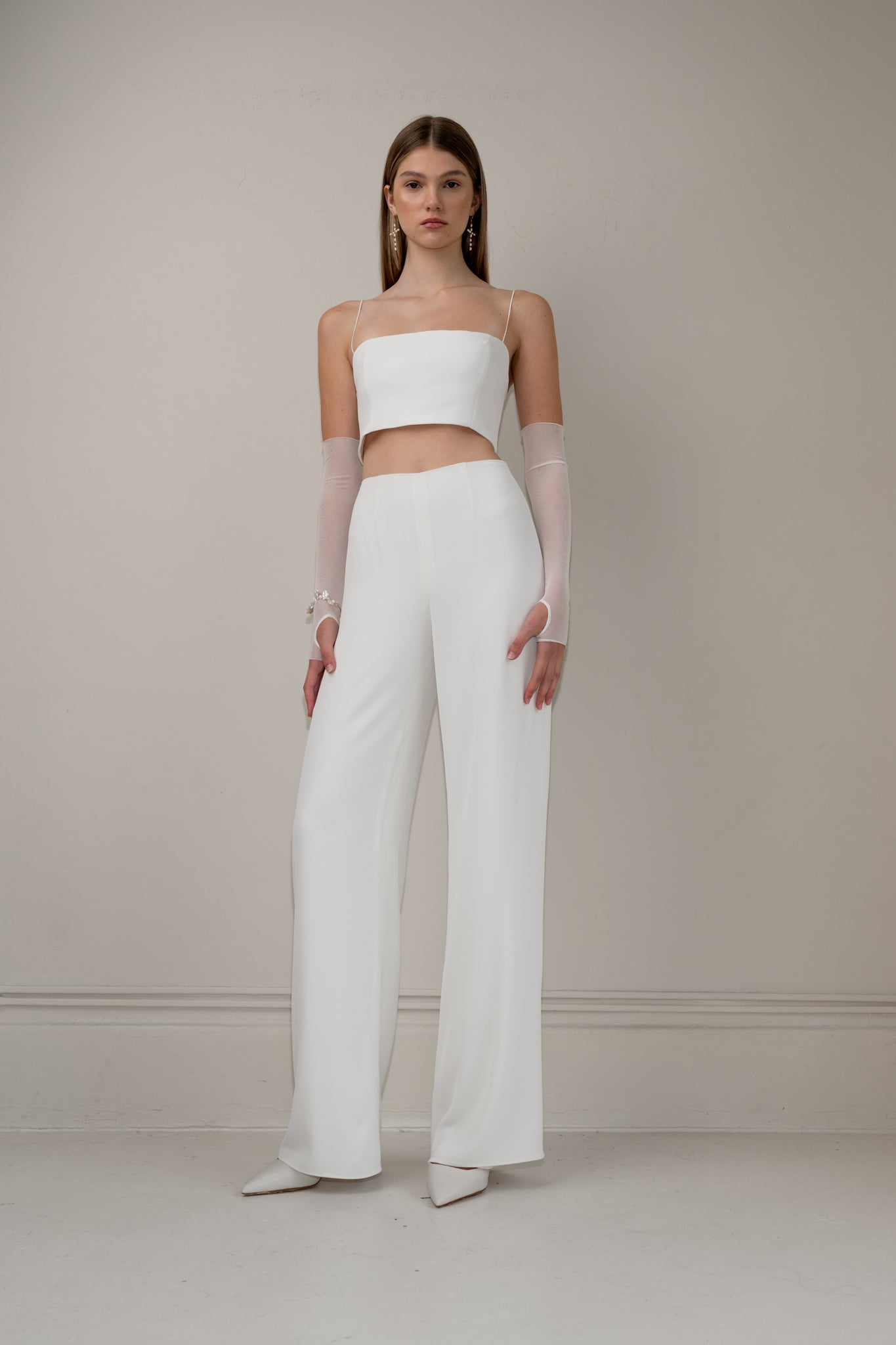Wide-leg crepe pants