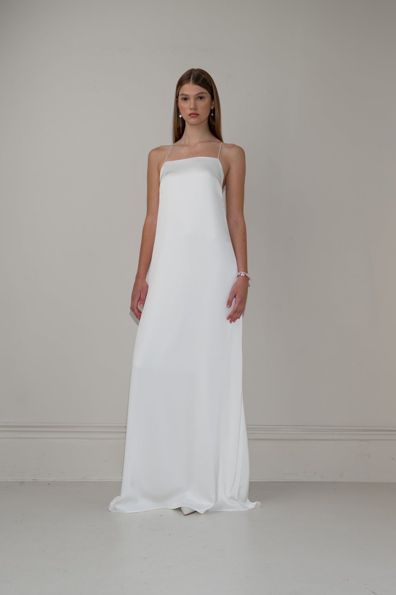 Square neck satin dress