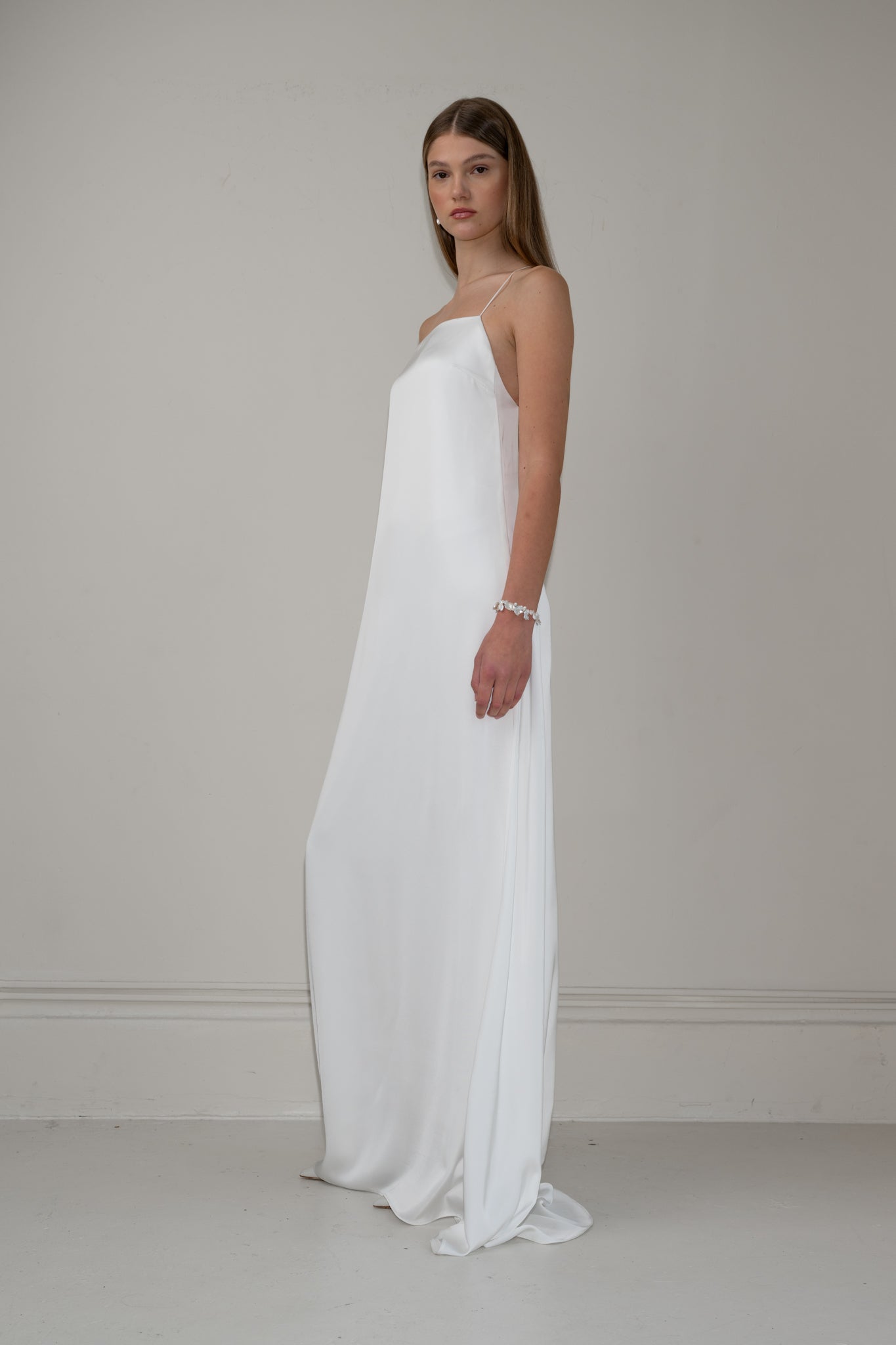 Square neck satin dress