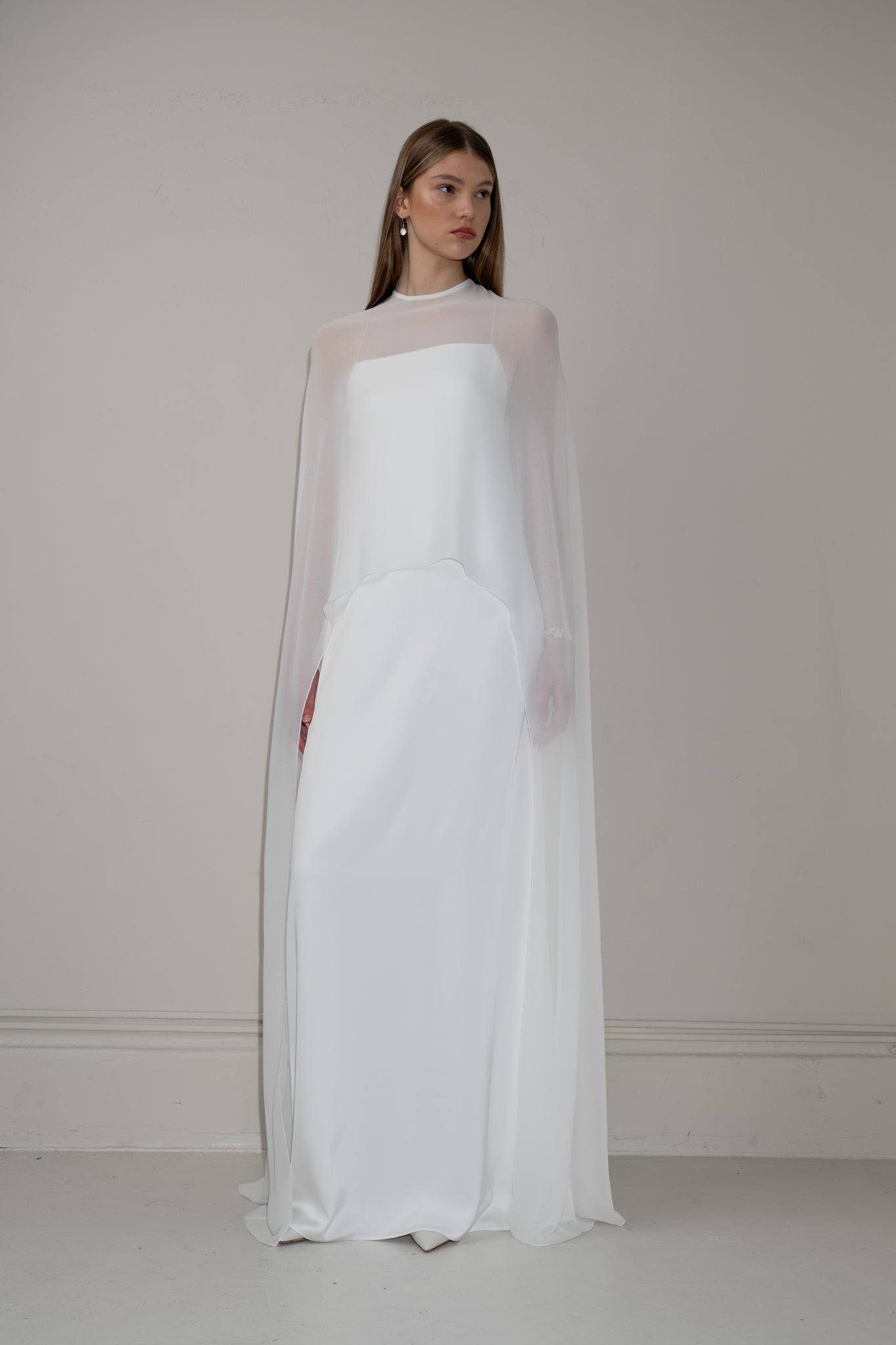 Sheer chiffon bridal cape