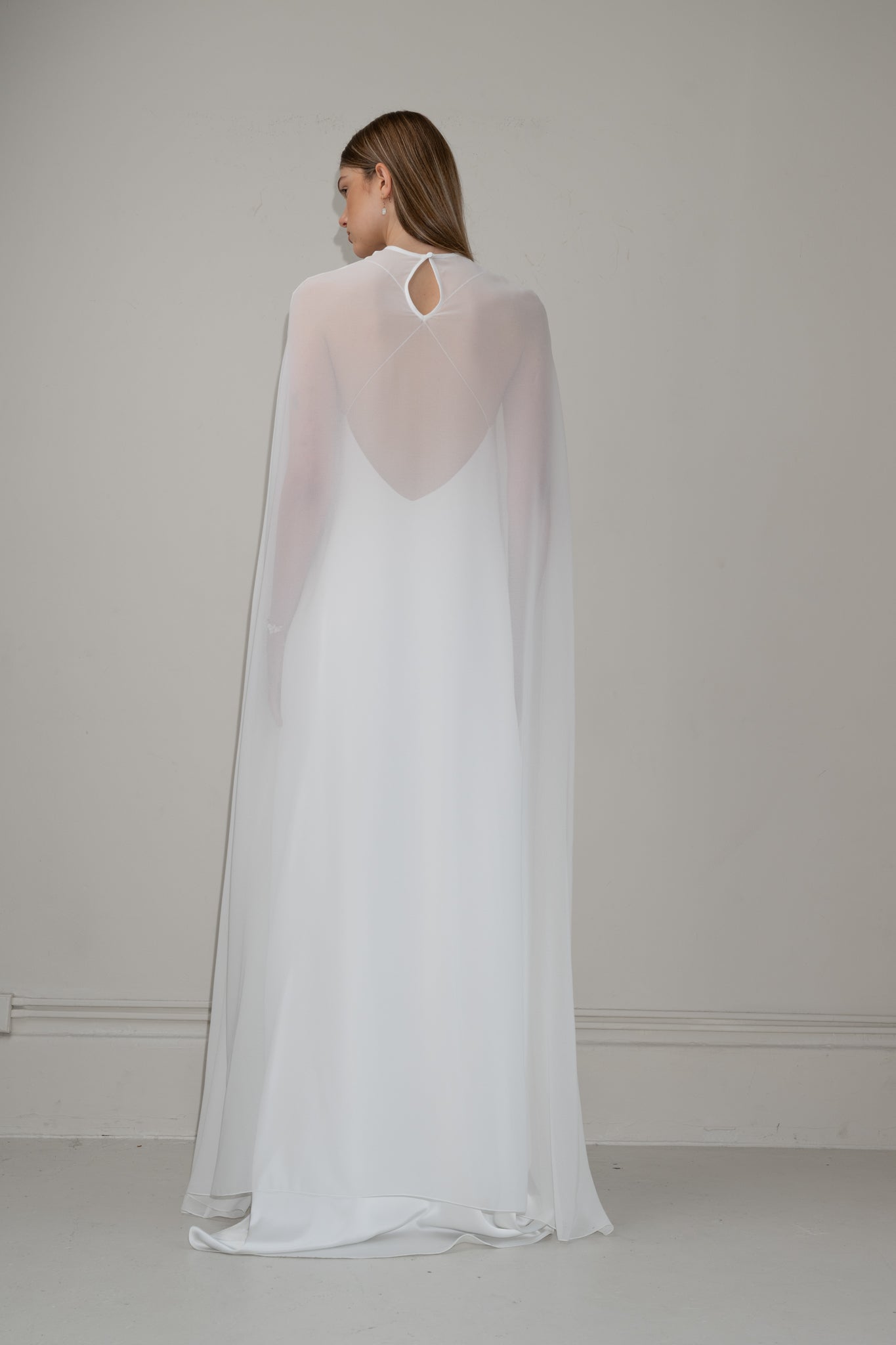 Sheer chiffon bridal cape