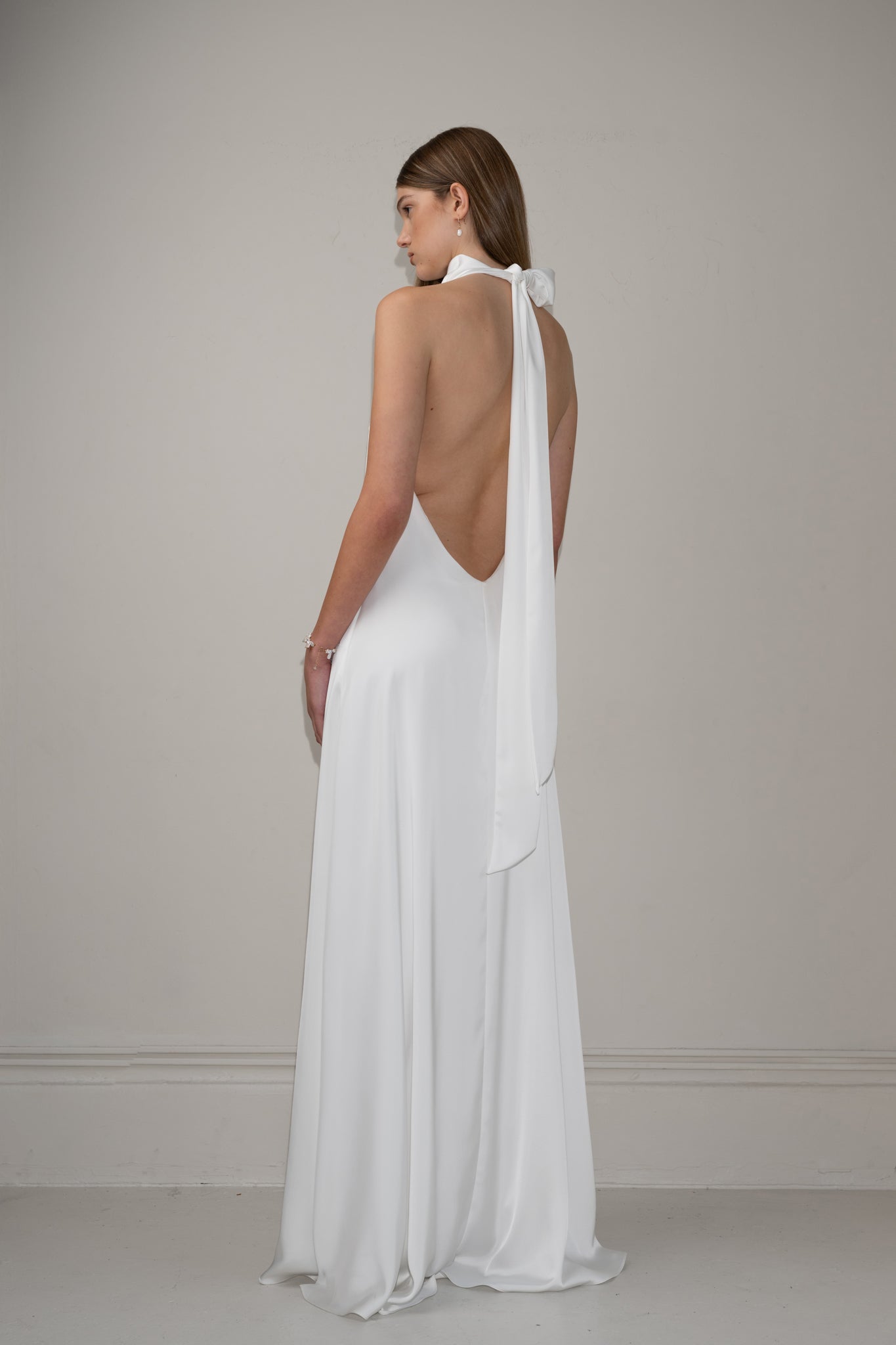 Halter neck satin dress