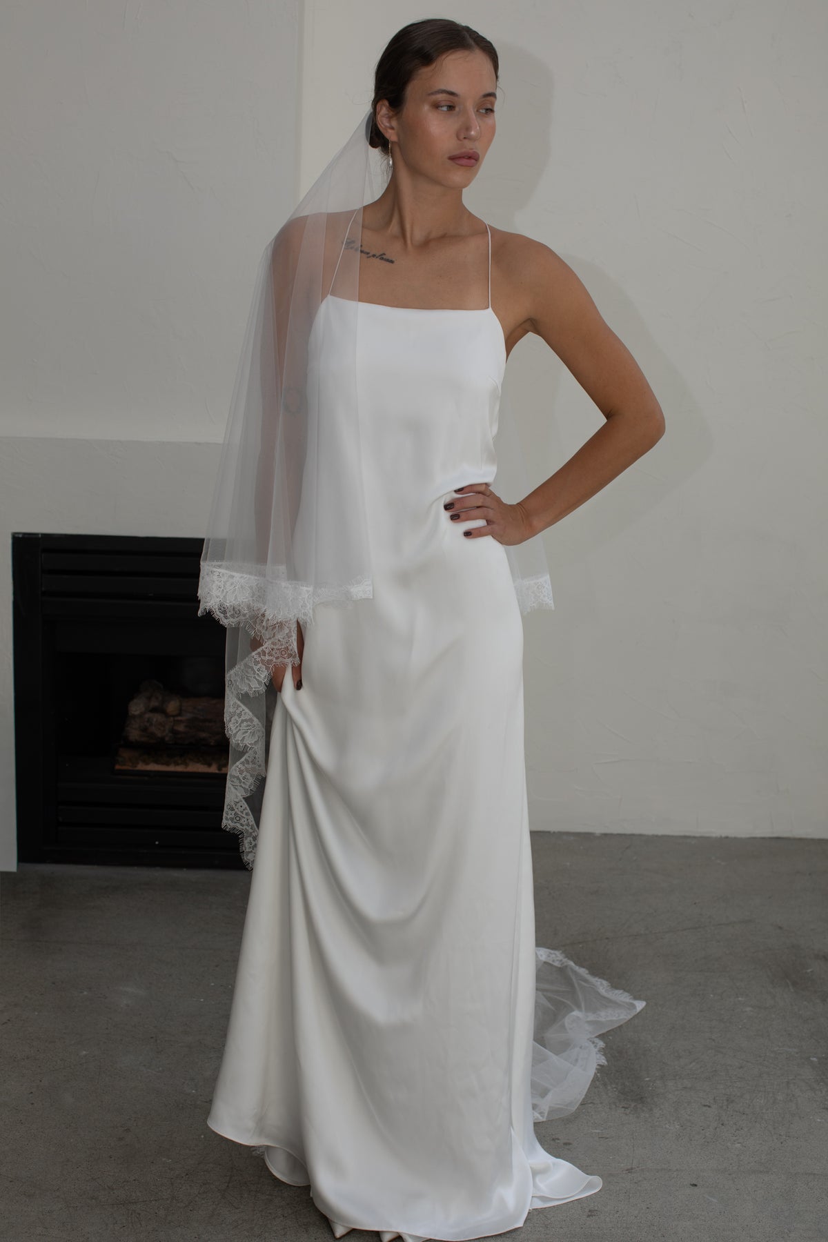 ELAN Lace Blusher Cathedral Veil