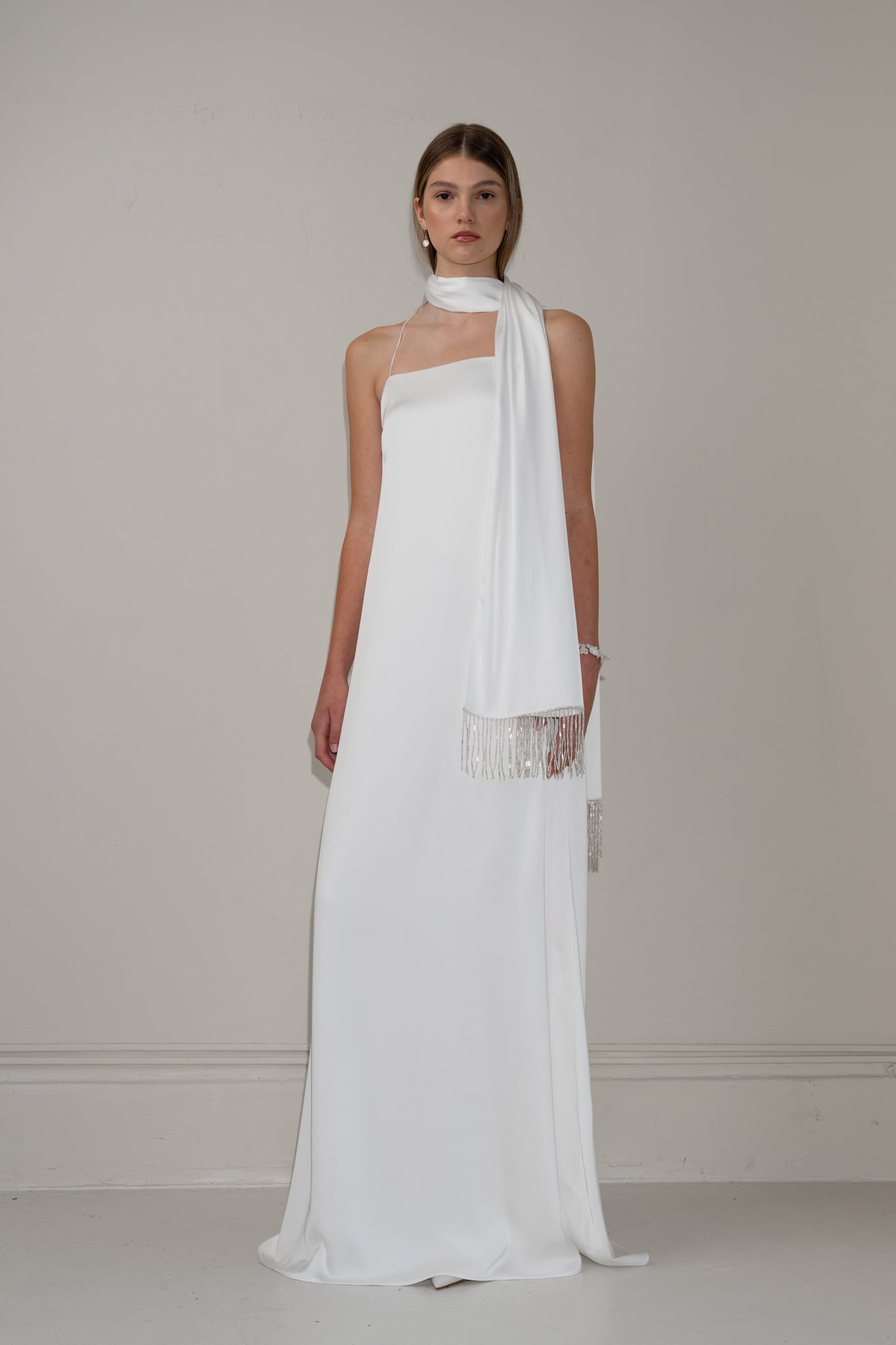 Satin fringe scarf