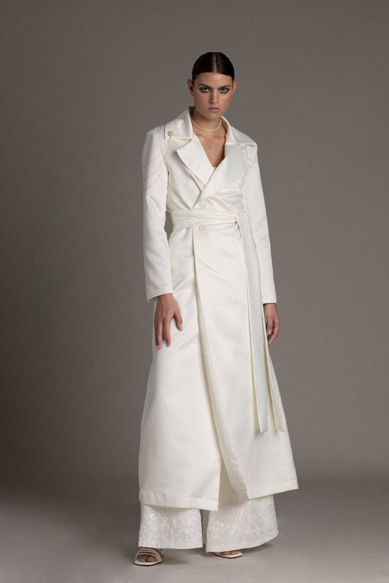 BELTED SATIN BRIDAL TRENCH - TEMPÊTE BRAND