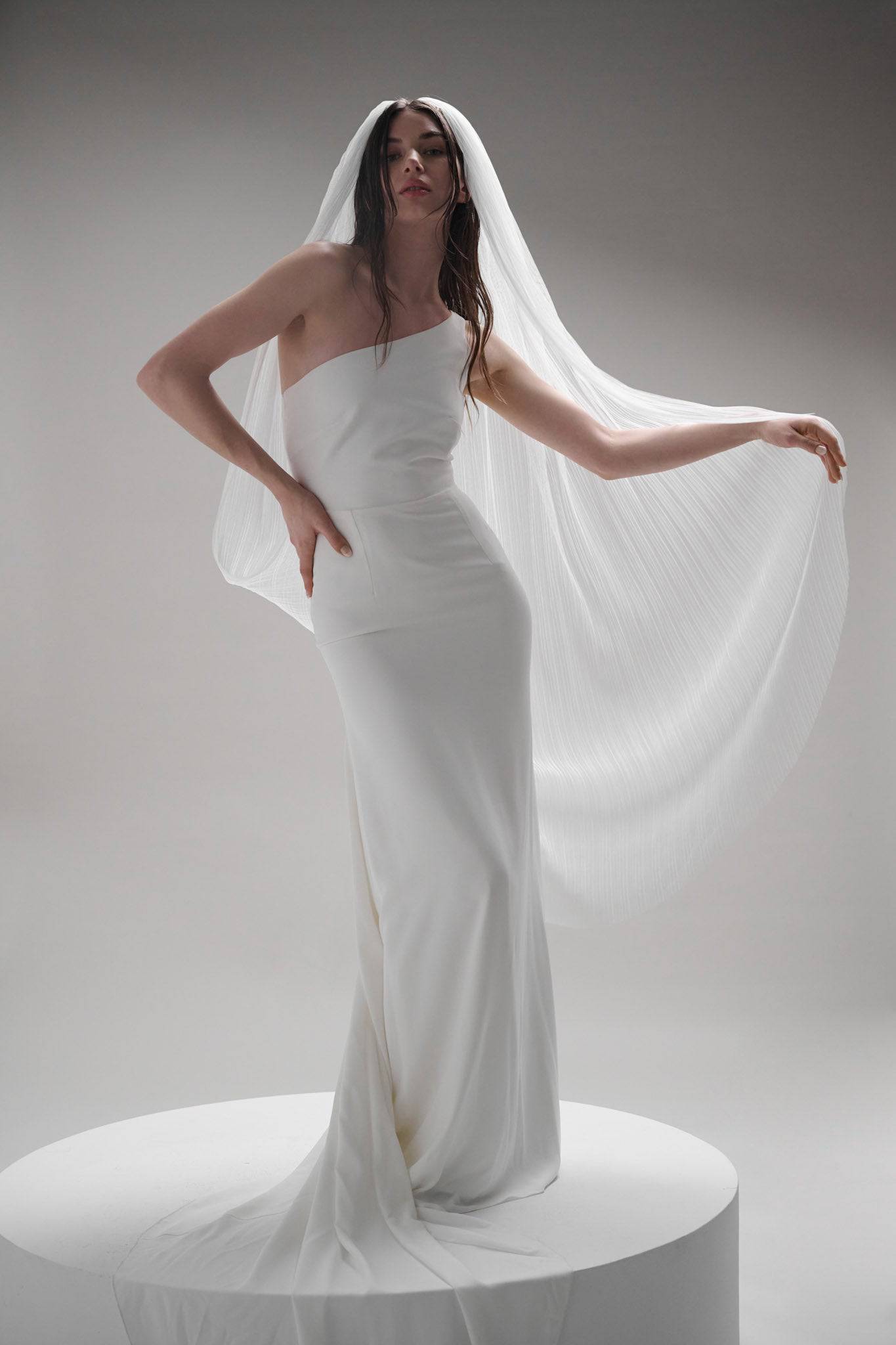 COQUILLE PLEATED TULLE VEIL - TEMPÊTE BRAND