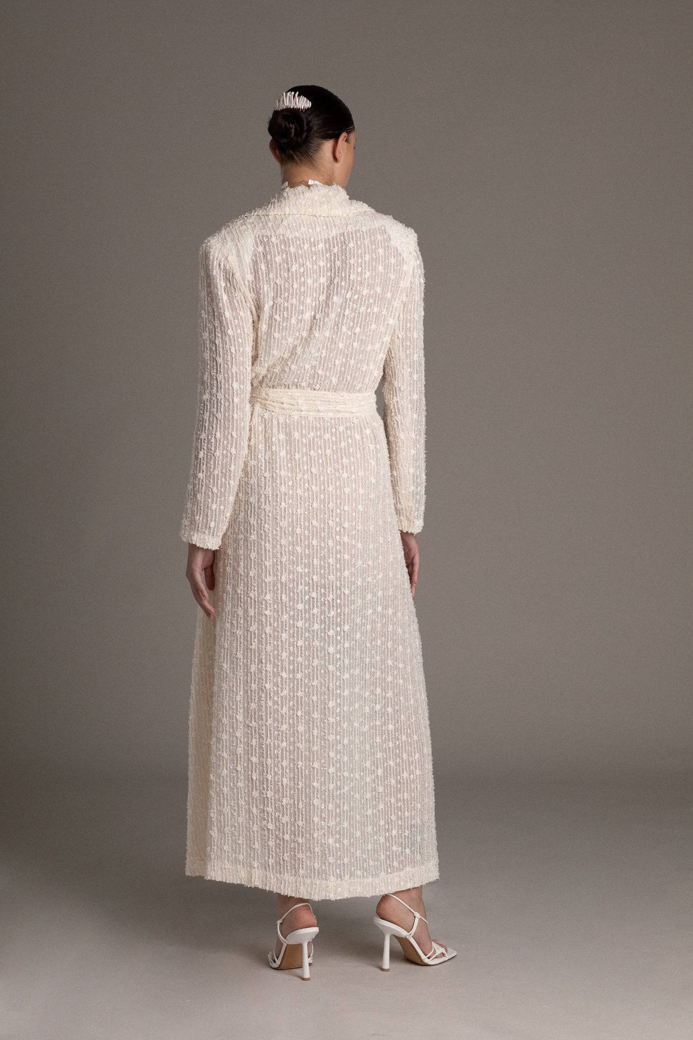 EMBROIDERED BELTED BRIDAL TRENCH - TEMPÊTE BRAND