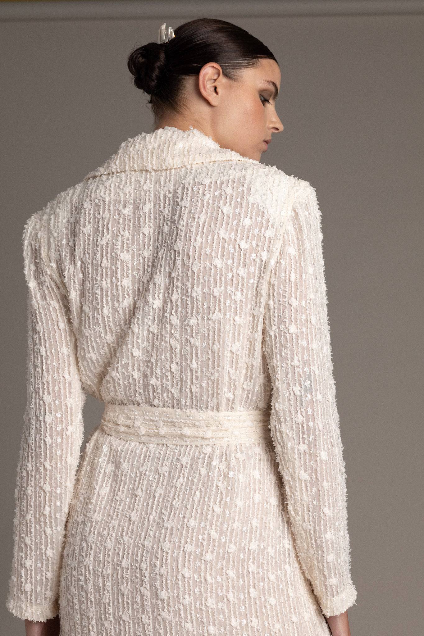 EMBROIDERED BELTED BRIDAL TRENCH - TEMPÊTE BRAND