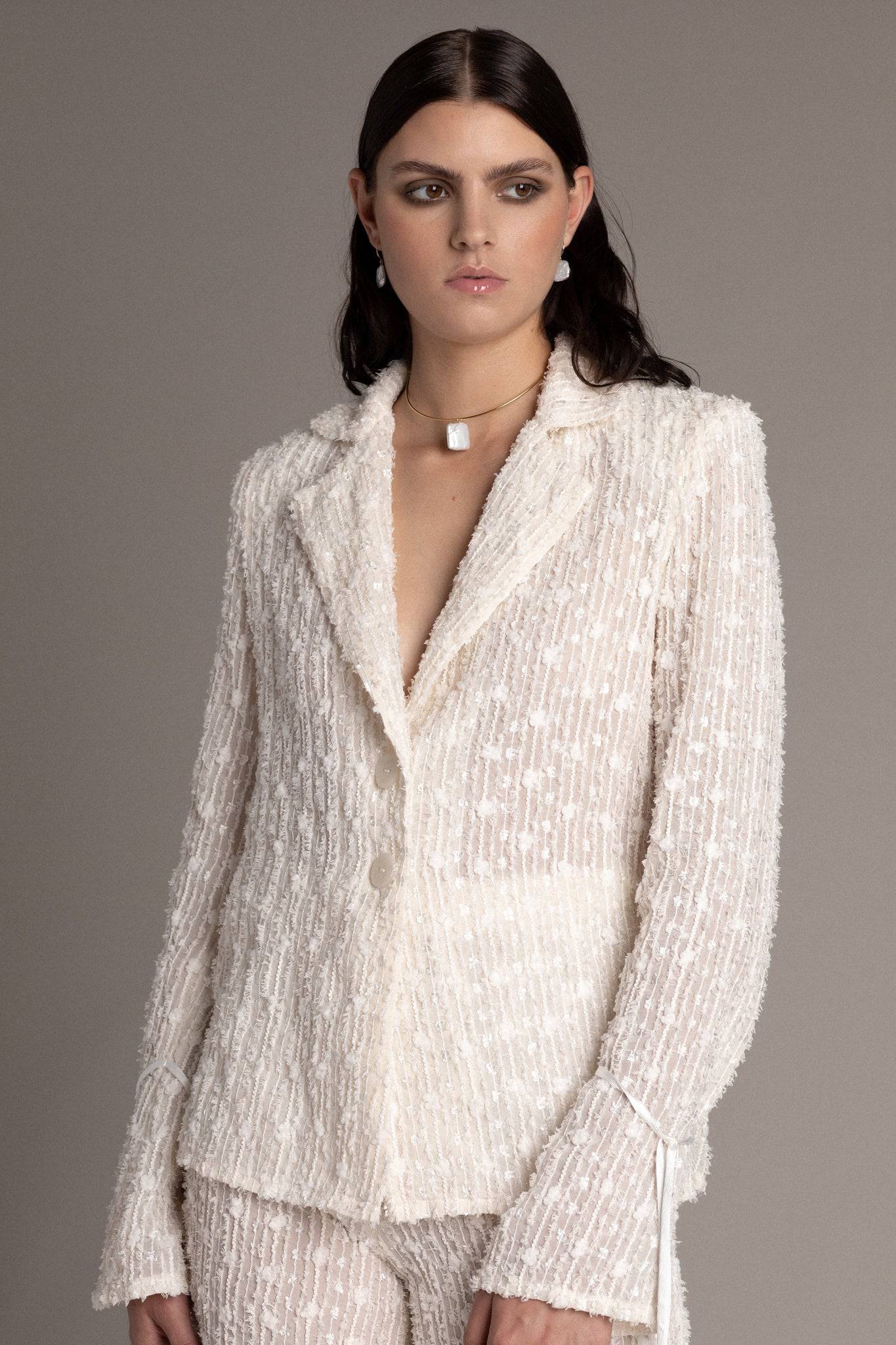 EMBROIDERED BLAZER WITH STRINGS - TEMPÊTE BRAND