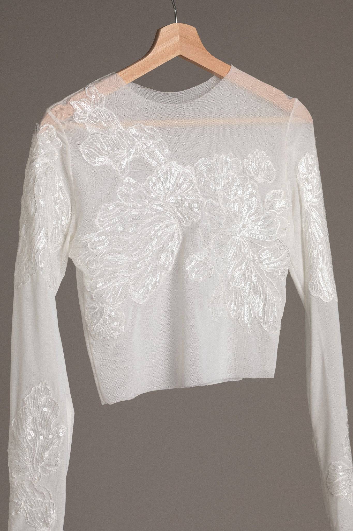 LONG SLEEVE FRENCH LACE MESH TOP - TEMPÊTE BRAND