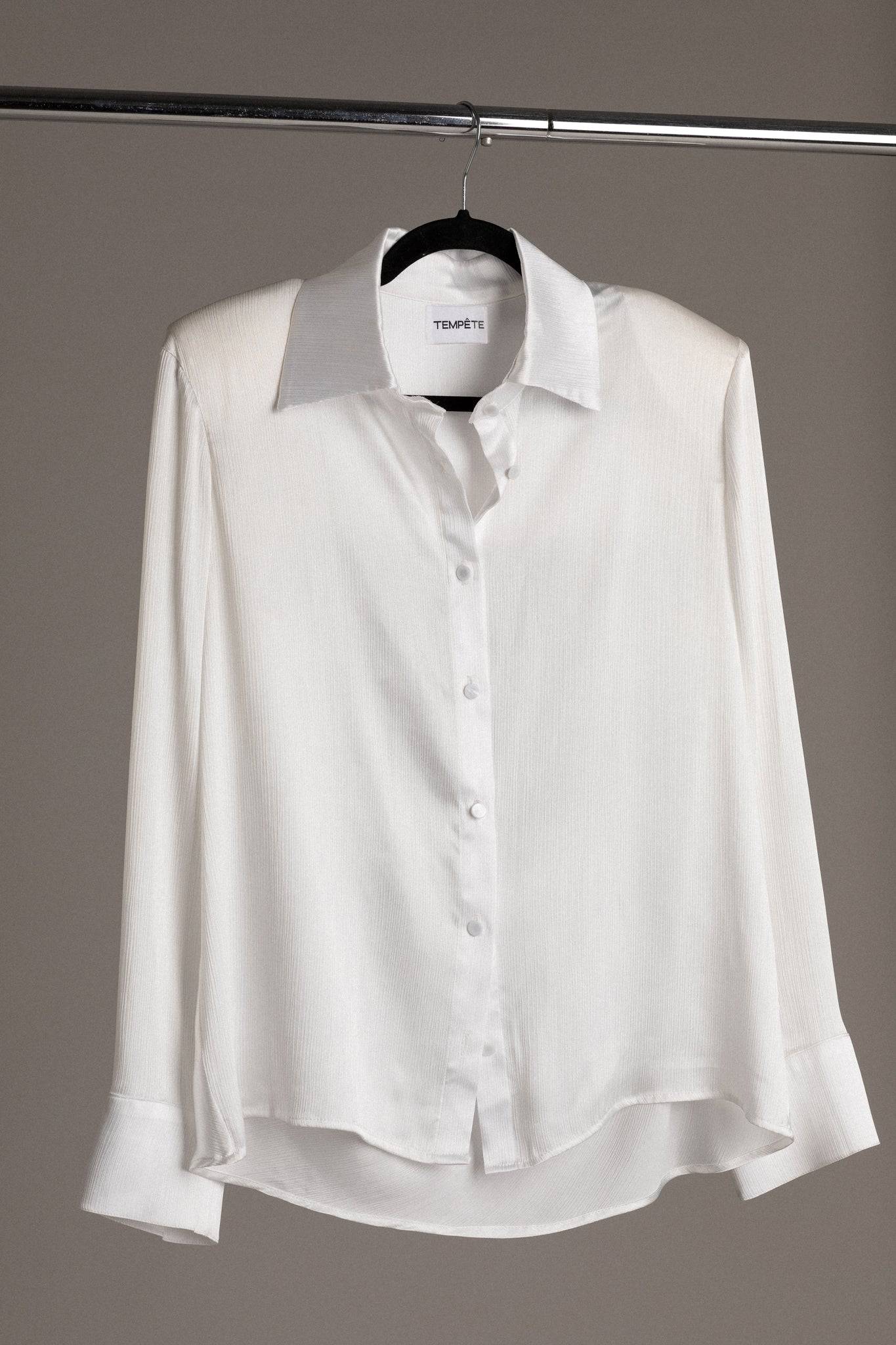 OPEN BACK SATIN PEARL SHIRT - TEMPÊTE BRAND