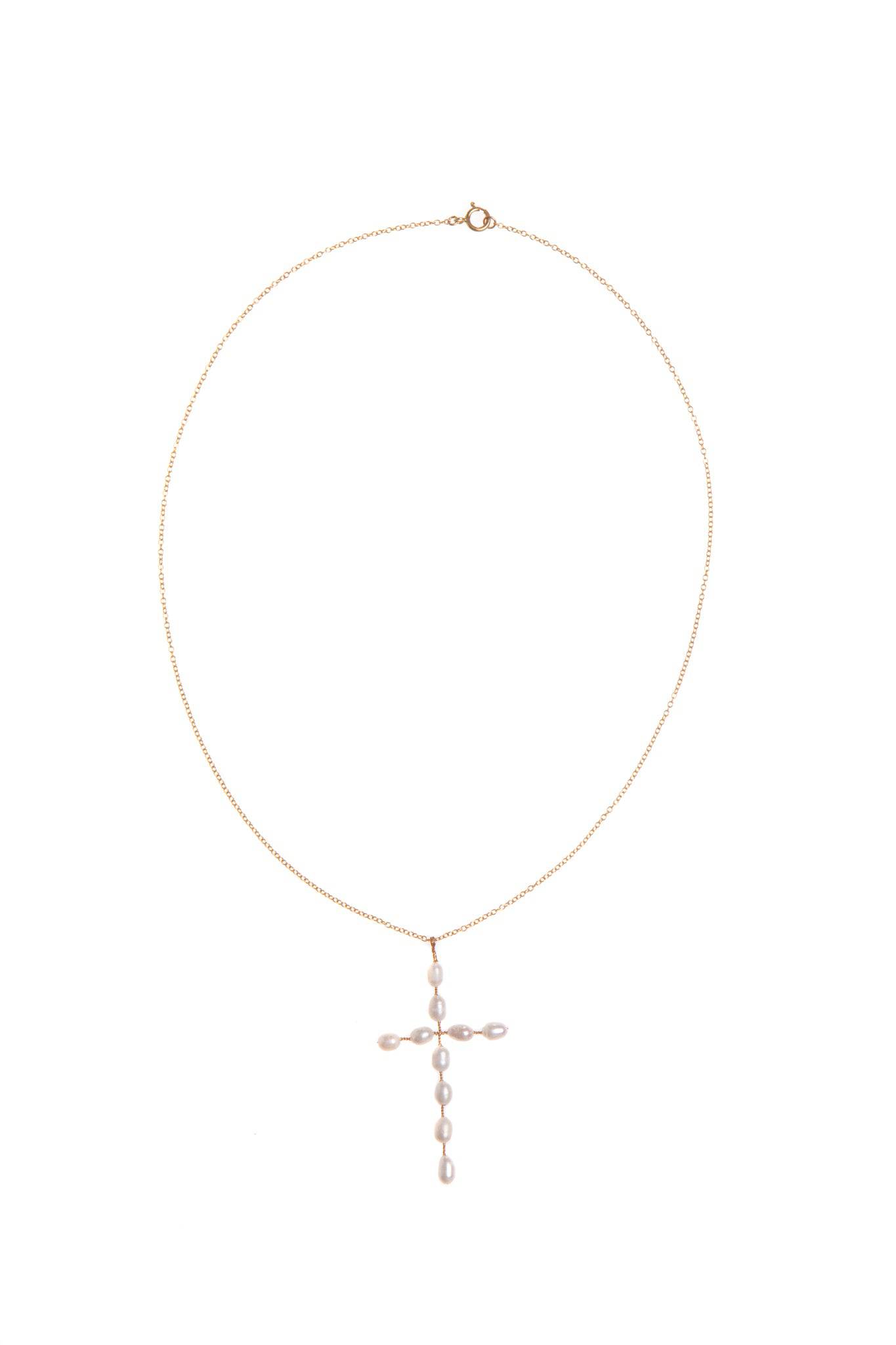 PEARL CROSS NECKLACE - TEMPÊTE BRAND