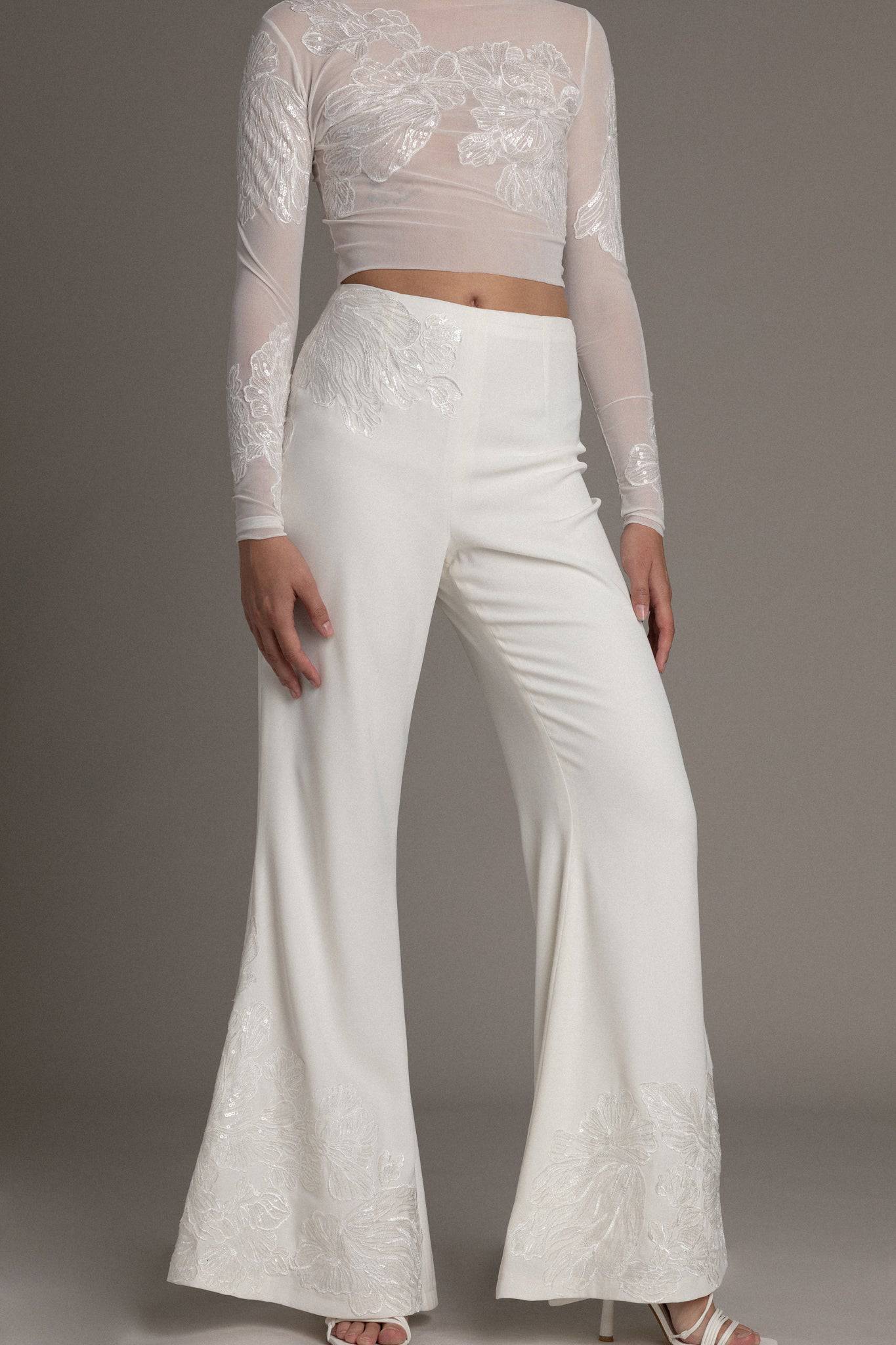 SEQUIN APPLIQUE FLARE PANTS - TEMPÊTE BRAND