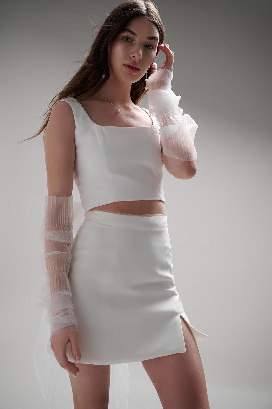 Blance Mini Crepe Wedding Skirt | TEMPÊTE Bridal Boutique