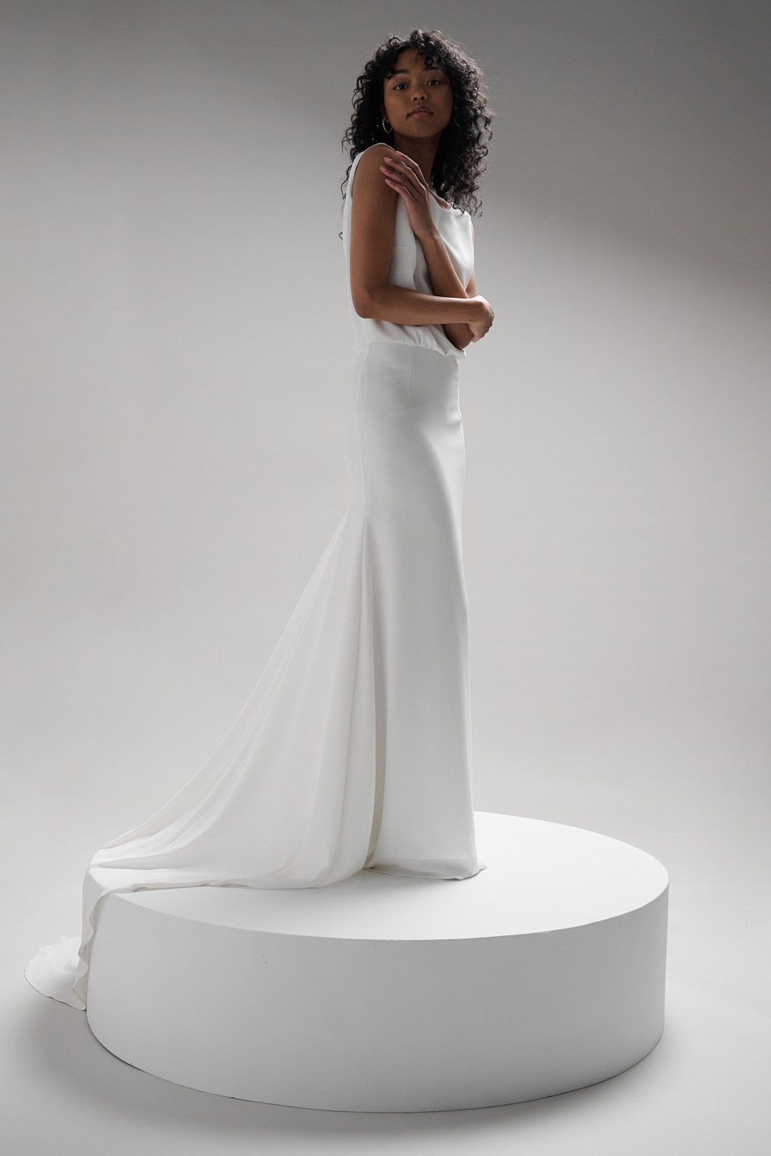 Cowl neck low shop back wedding dress