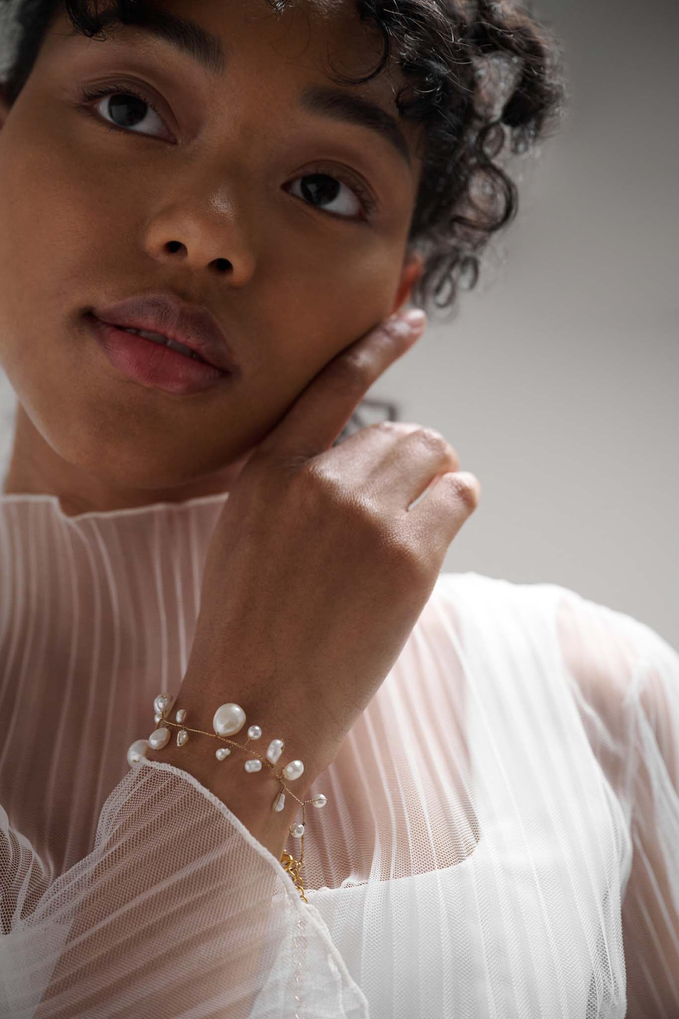 Cluster Pearl Minimalist Wedding Bracelet | TEMPÊTE Bridal Boutique
